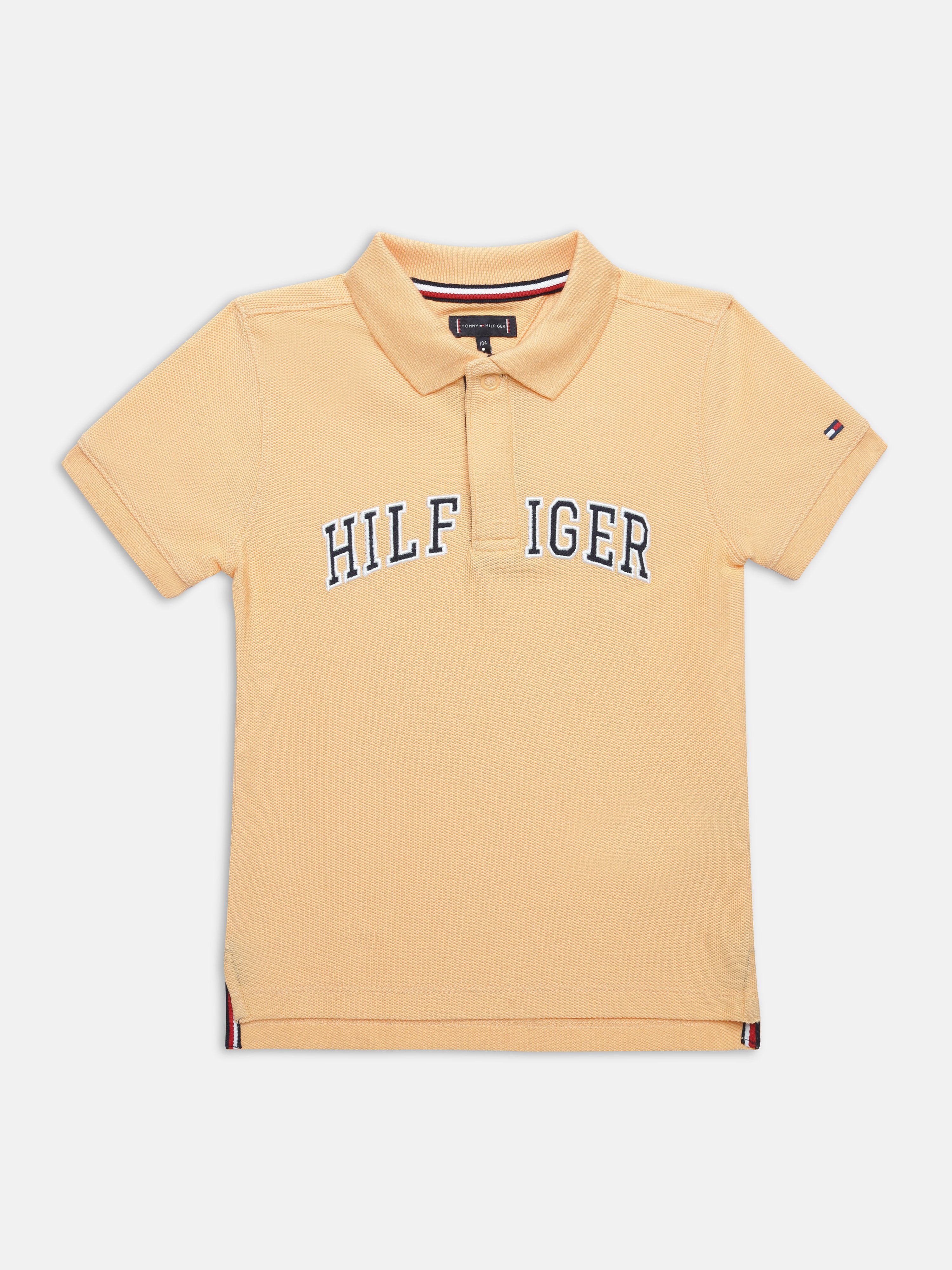 Boys Orange Logo Polo Collar Regular Fit Knit Top