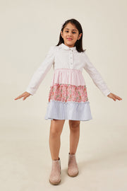 Girls Multi Color Printed Drill Cotton Dress