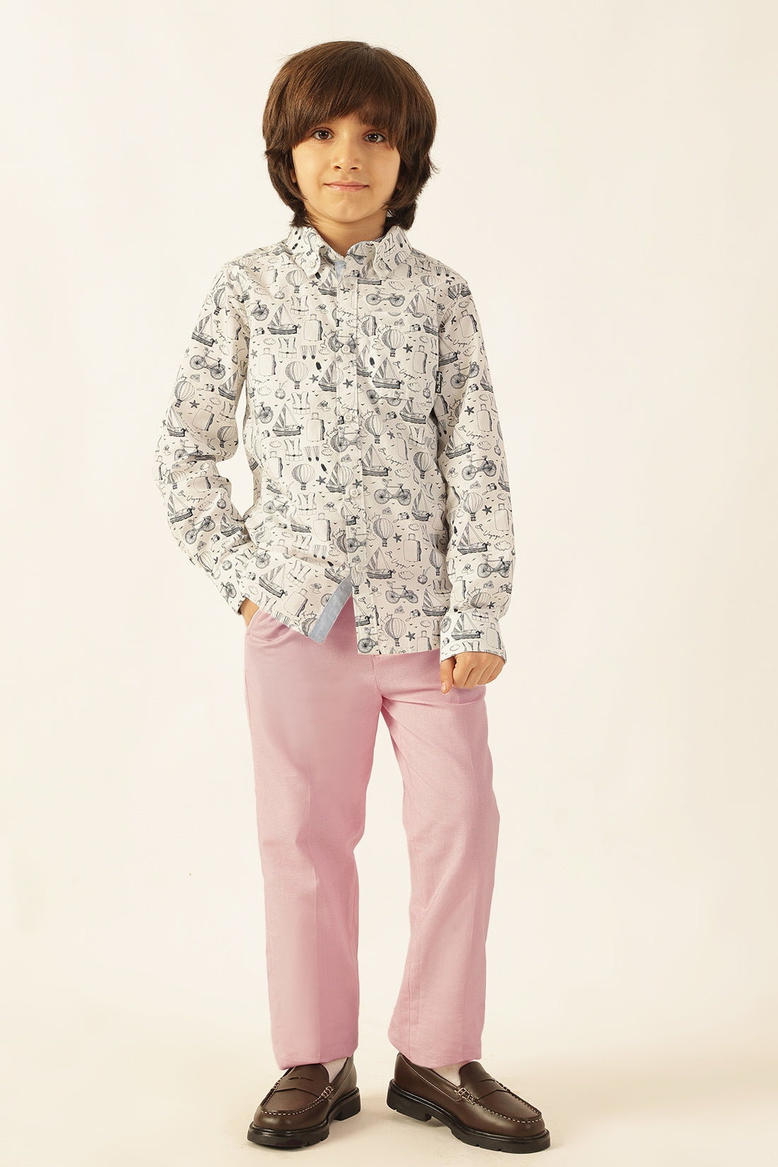 Boys Multi Color Abstract Cotton Shirt