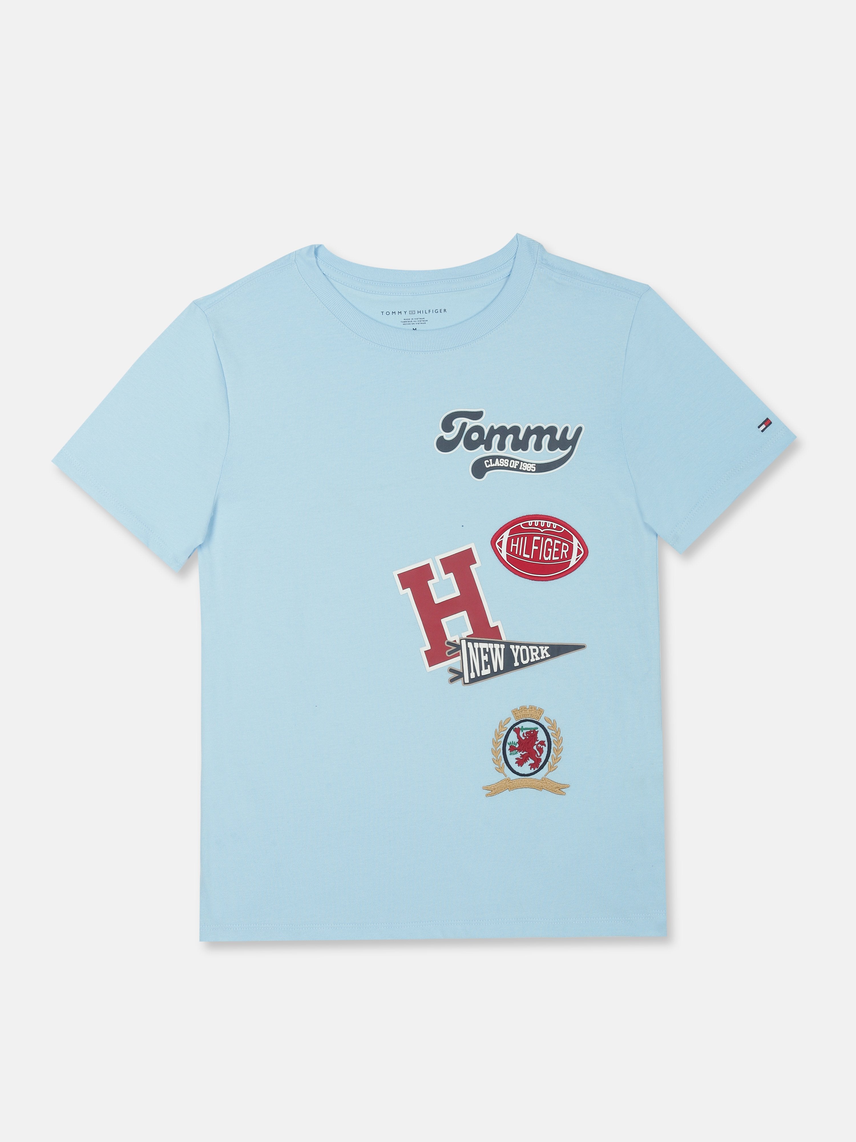 Boys Sail Blue Graphic Cotton Regular Fit T-Shirt