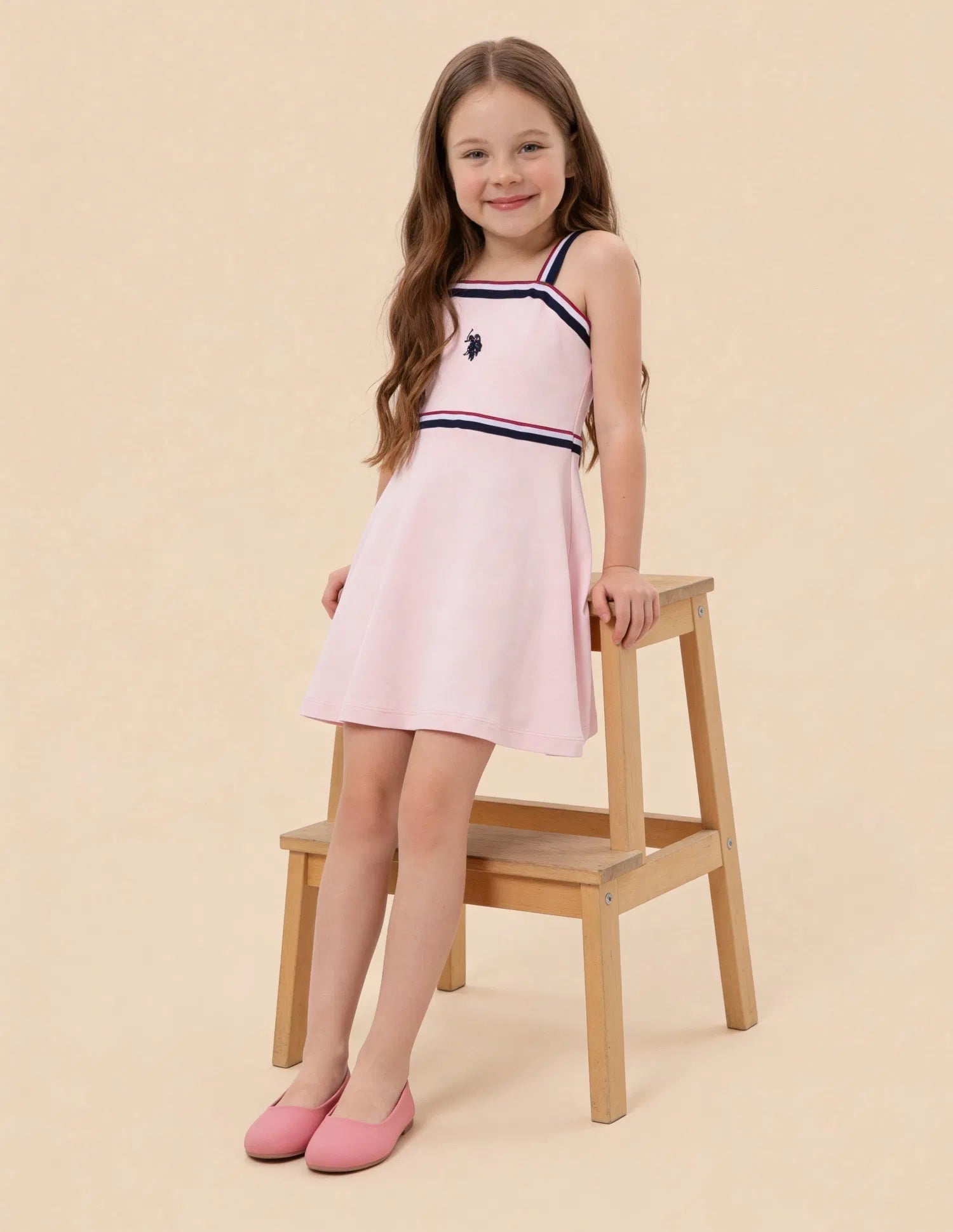 Girls Pink Cotton Solid Skater Fit Knit Dress