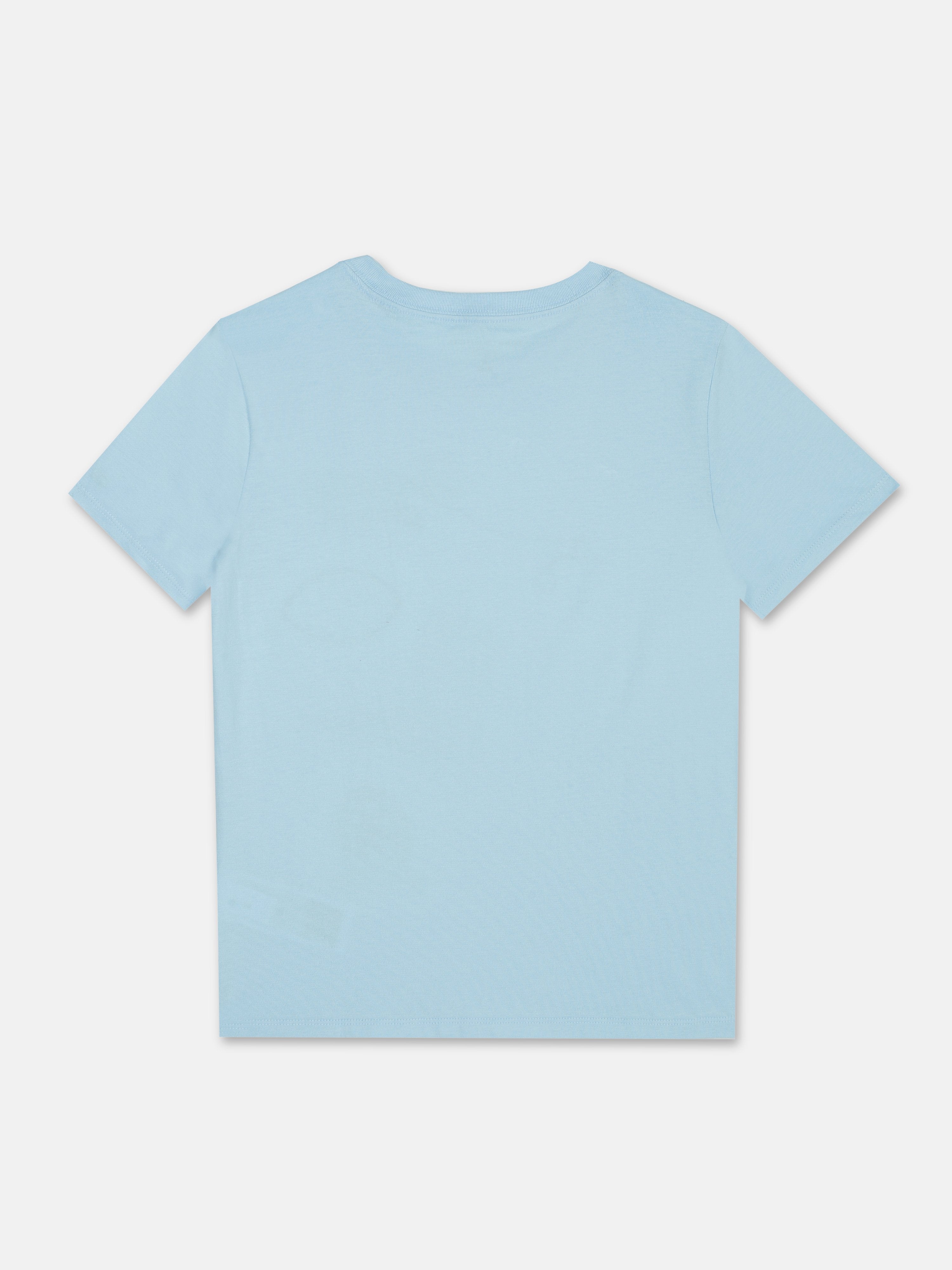 Boys Sail Blue Graphic Cotton Regular Fit T-Shirt