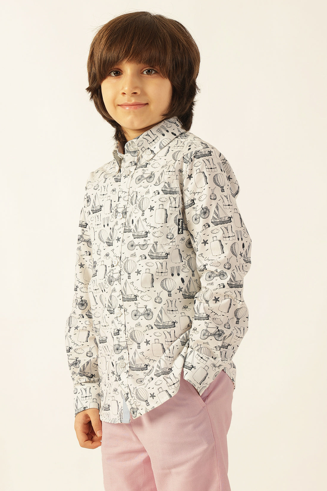 Boys Multi Color Abstract Cotton Shirt