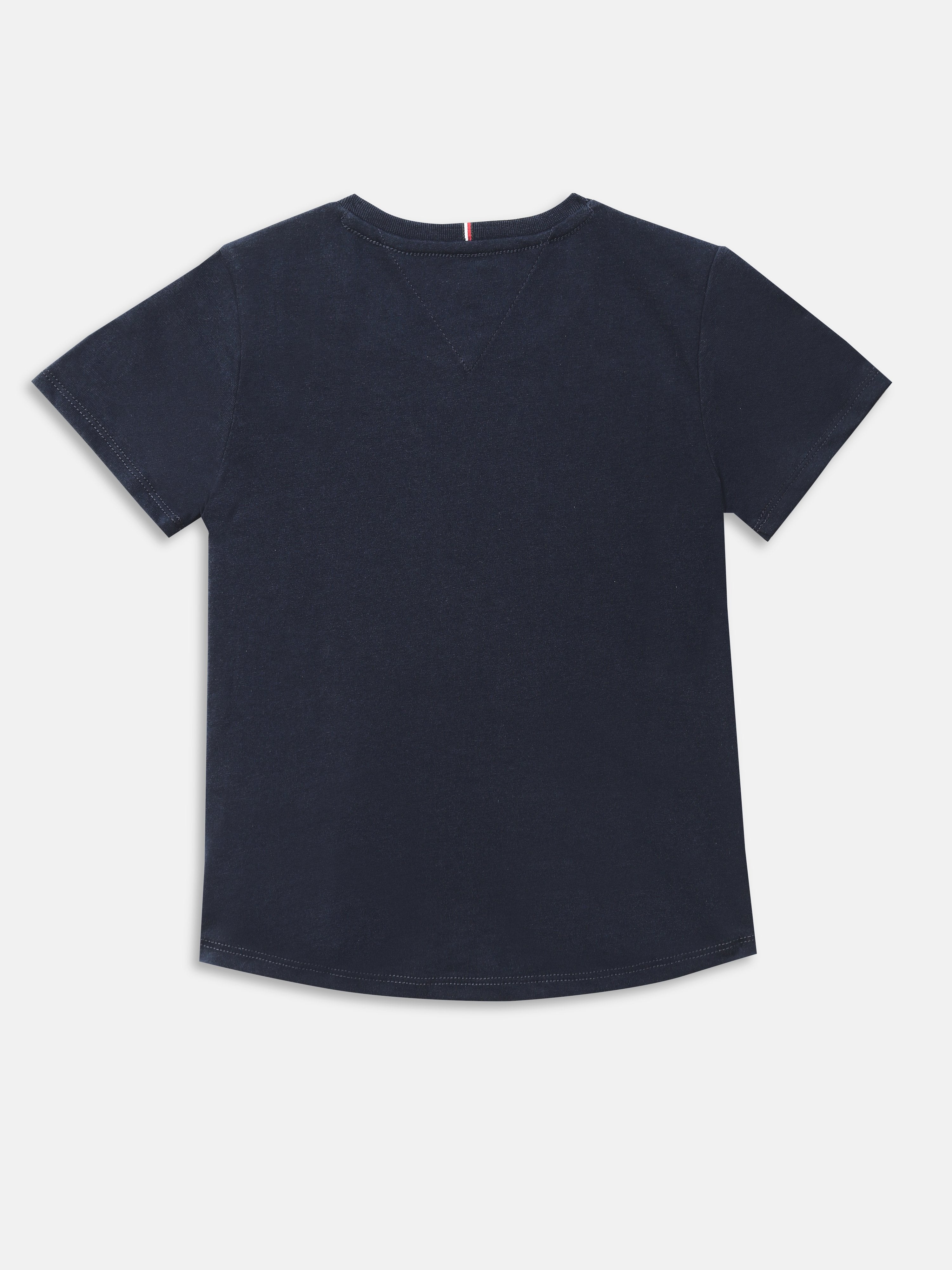 Girls Blue Printed Cotton Blend Slim Fit Knit Top