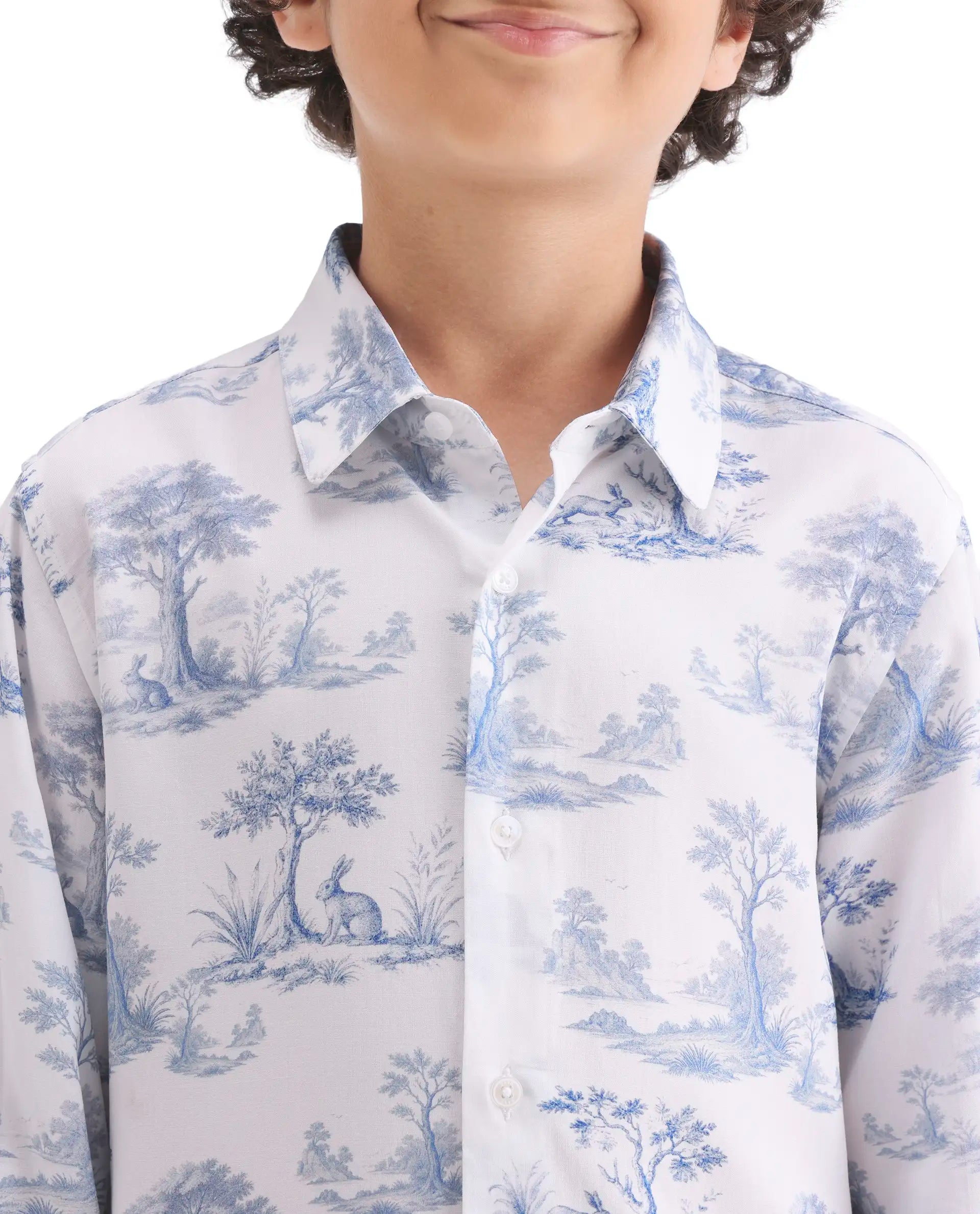 Rare Ones Boys Blue Viscose Regular Fit Casual Shirt
