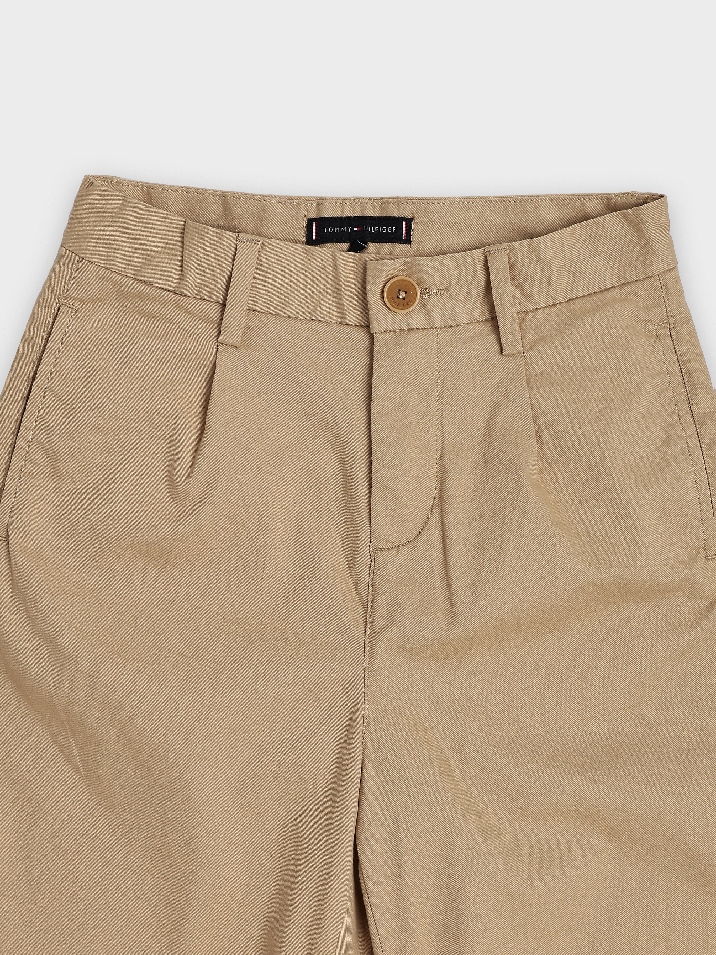 Girls Beige Cotton Blend Straight Casual Bottom