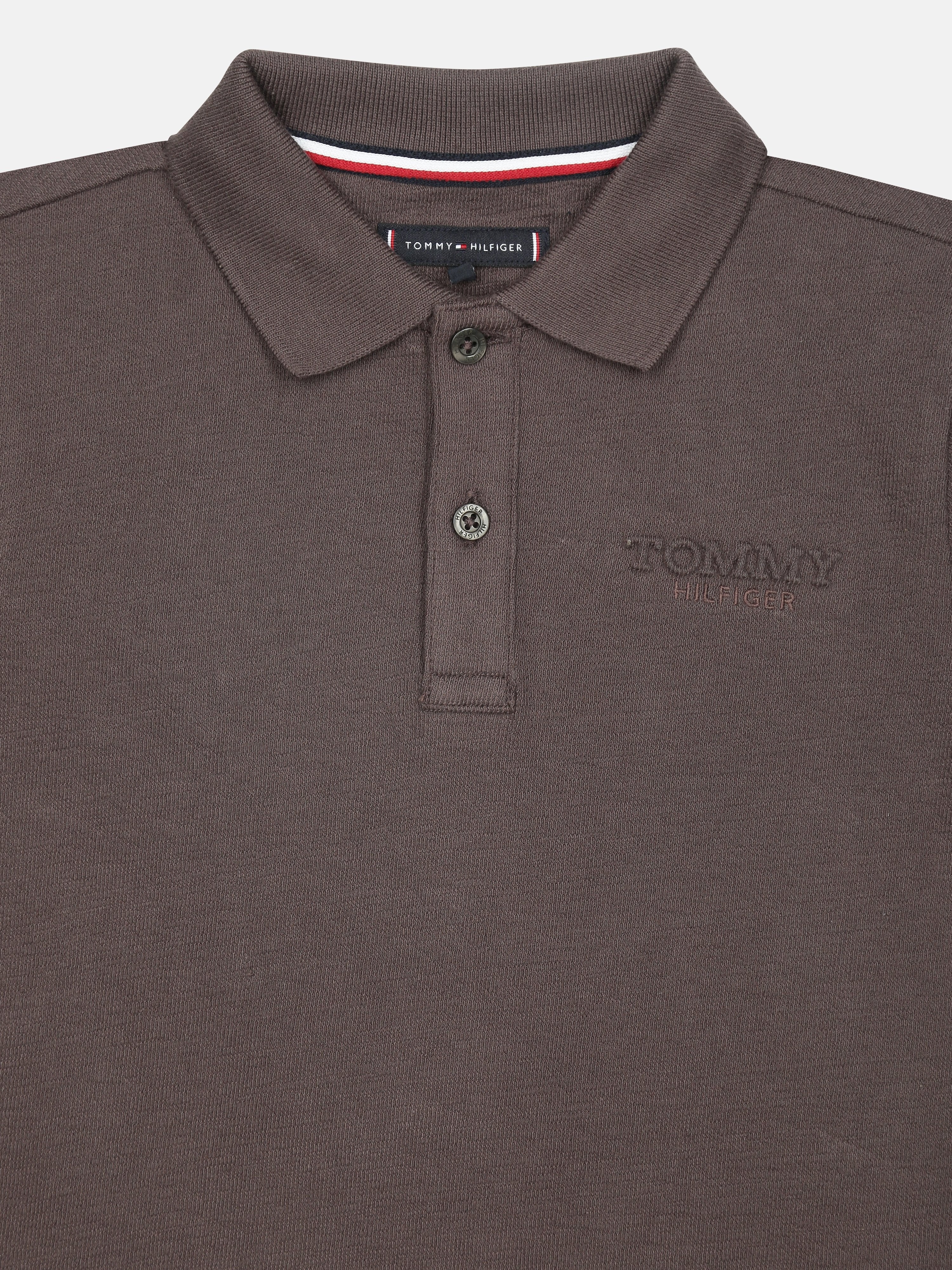 Girls Brown Solid Organic Cotton Casual Polo Knit Top