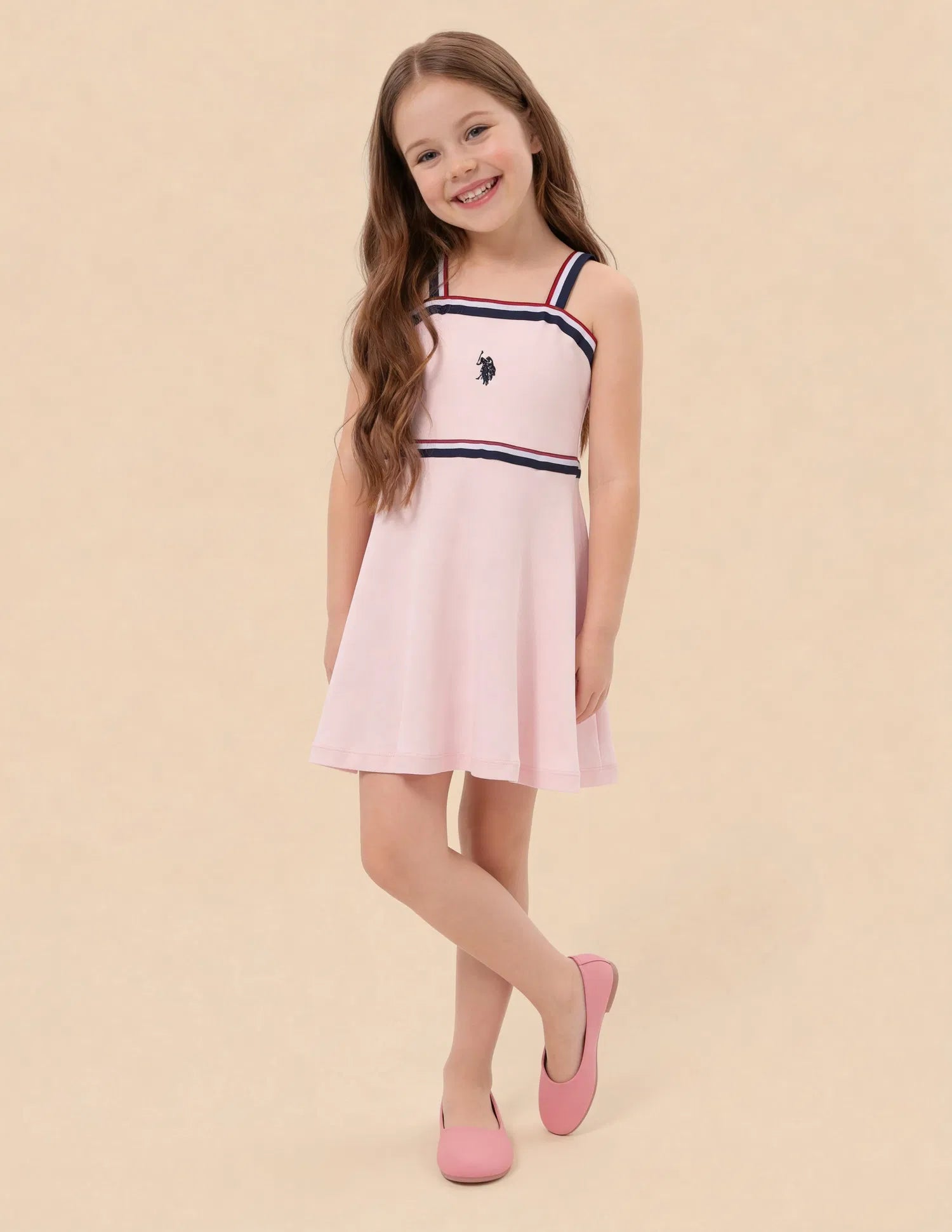 Girls Pink Cotton Solid Skater Fit Knit Dress