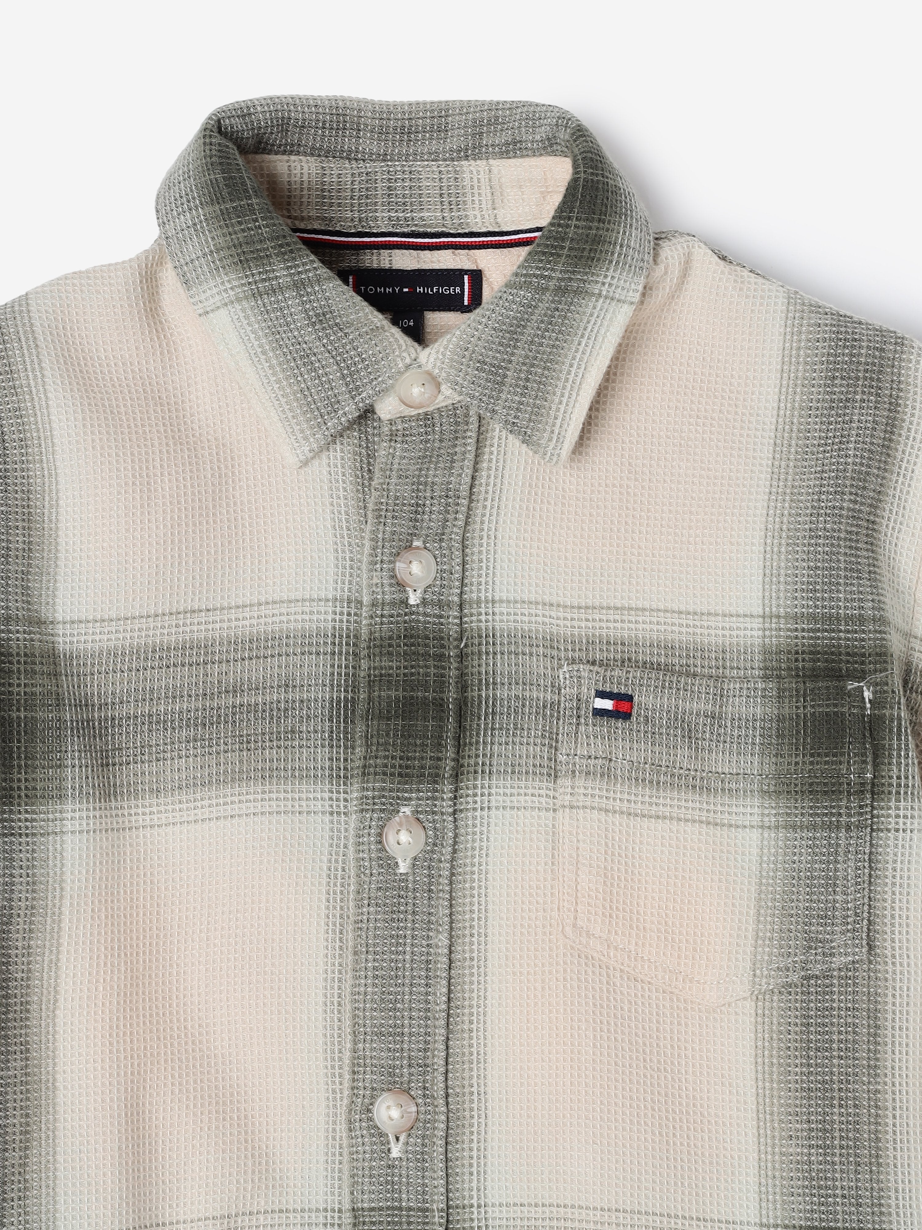 Girls Green Checked BCI Cotton Casual Relaxed Shirt Top