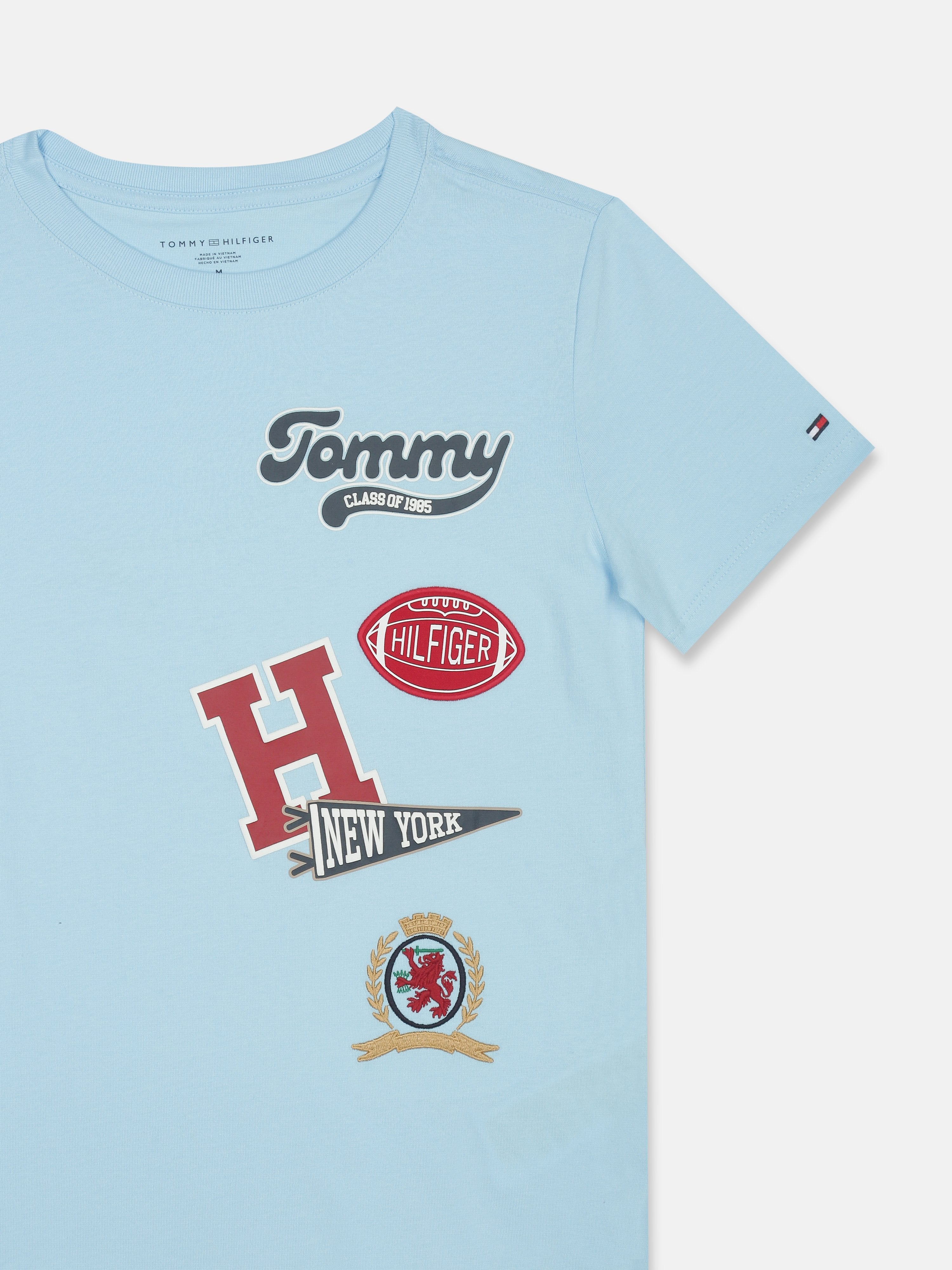 Boys Sail Blue Graphic Cotton Regular Fit T-Shirt