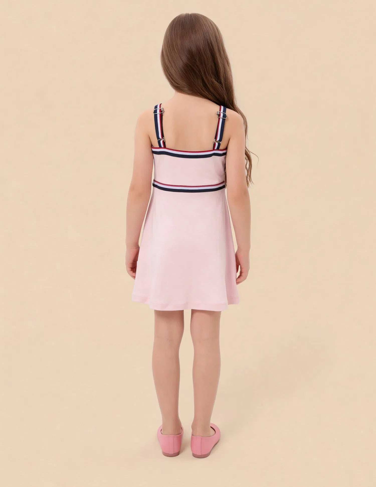 Girls Pink Cotton Solid Skater Fit Knit Dress