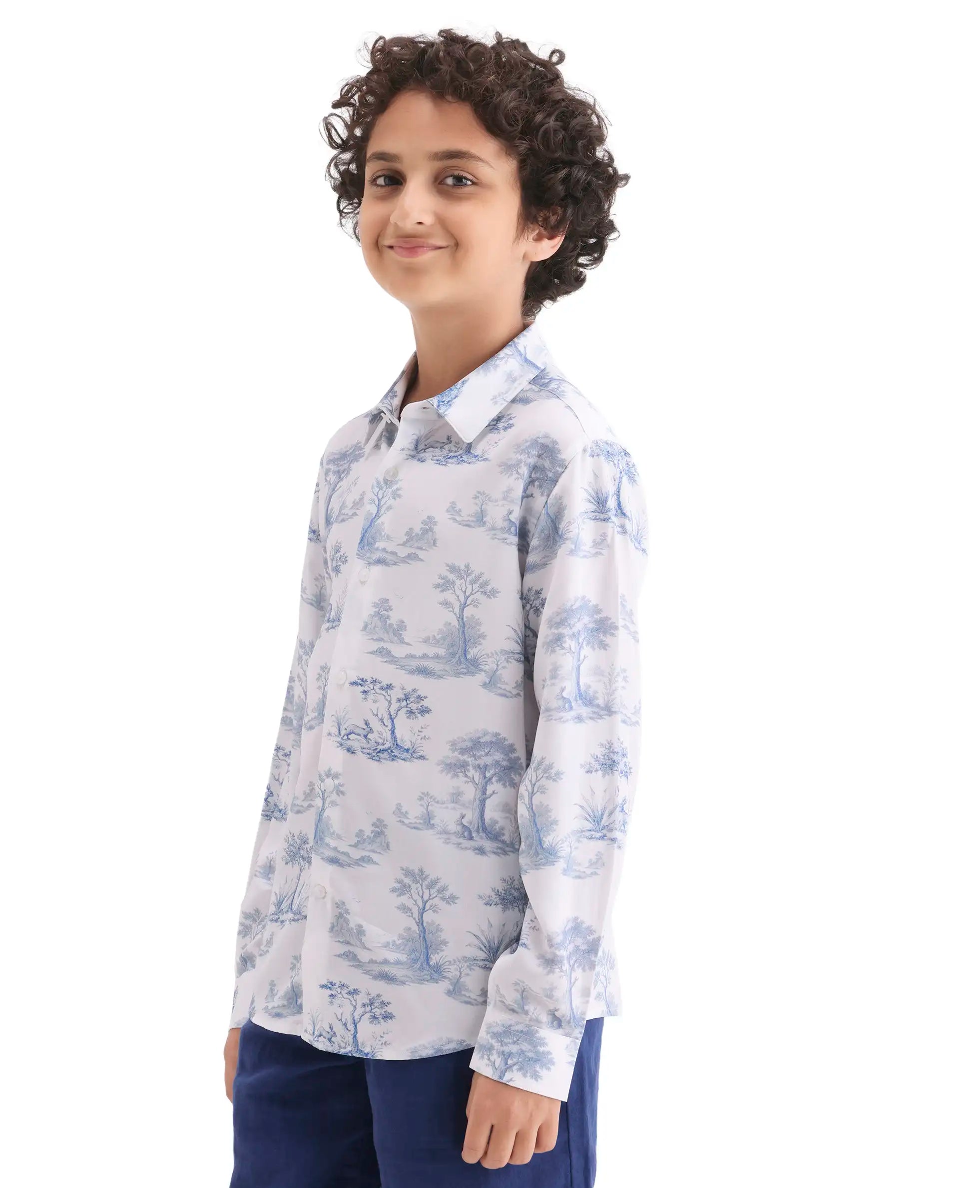 Rare Ones Boys Blue Viscose Regular Fit Casual Shirt