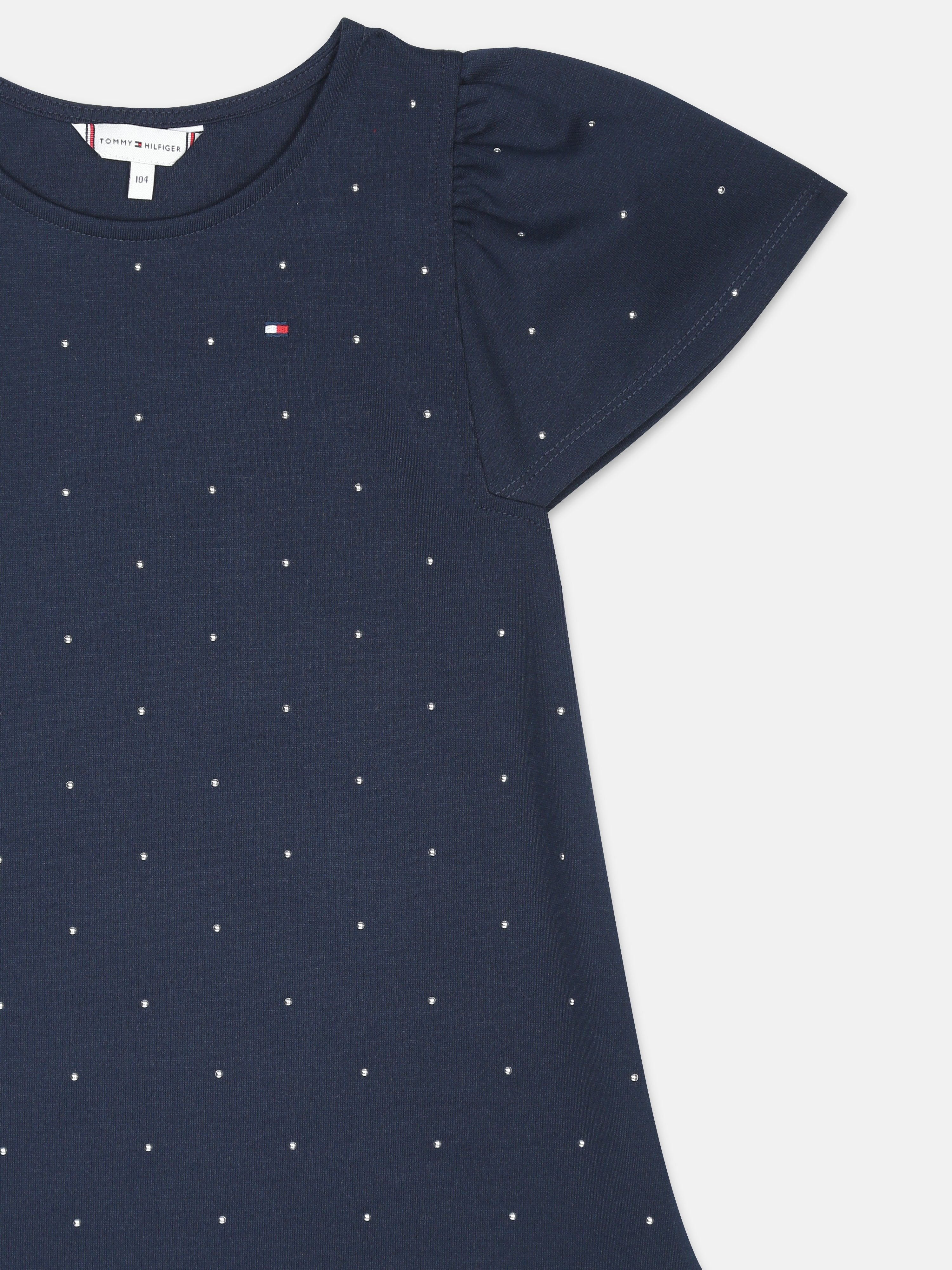 Girls Dark Night Navy Polka Dot A-Line Dress