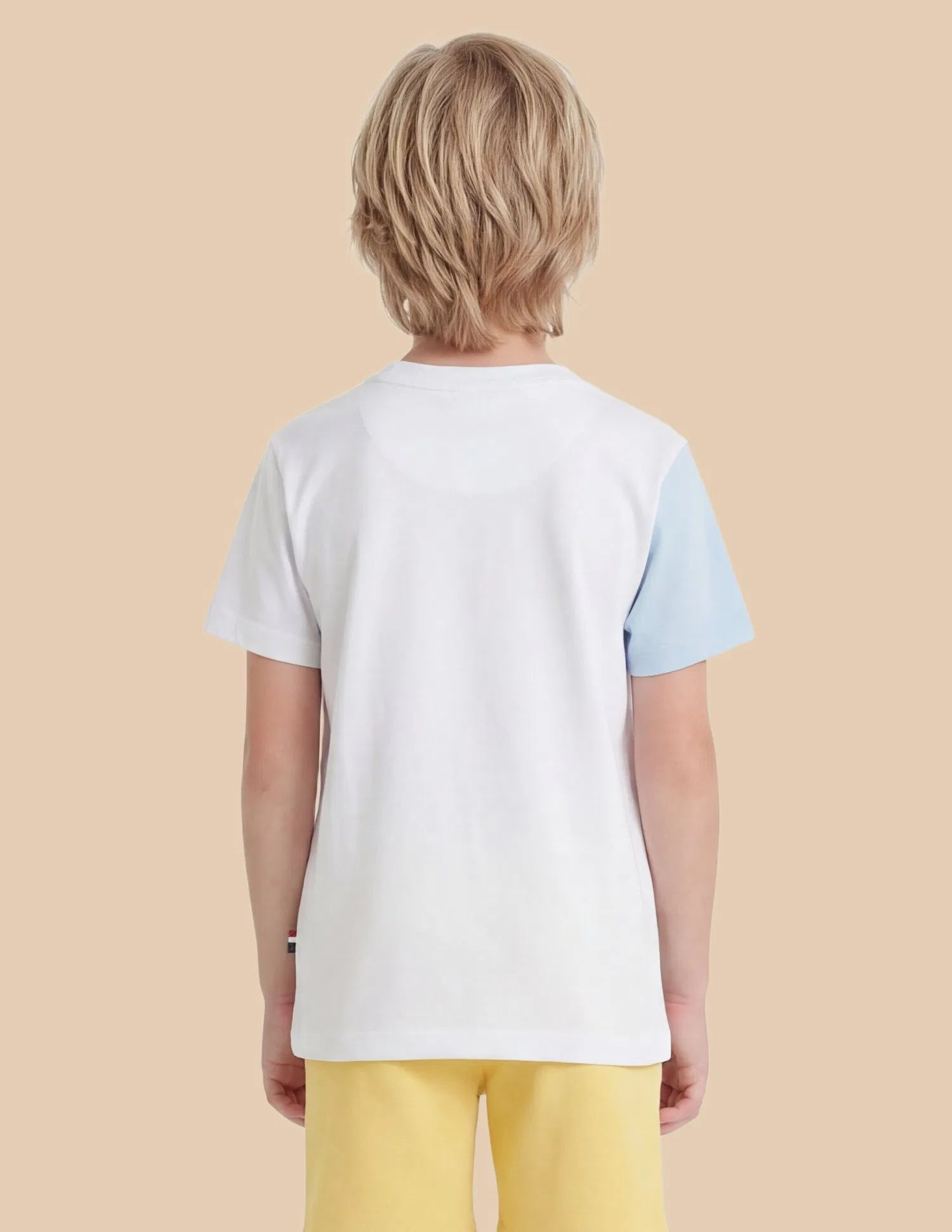 Boys Yellow Cotton Colour Block Regular Fit T-Shirt
