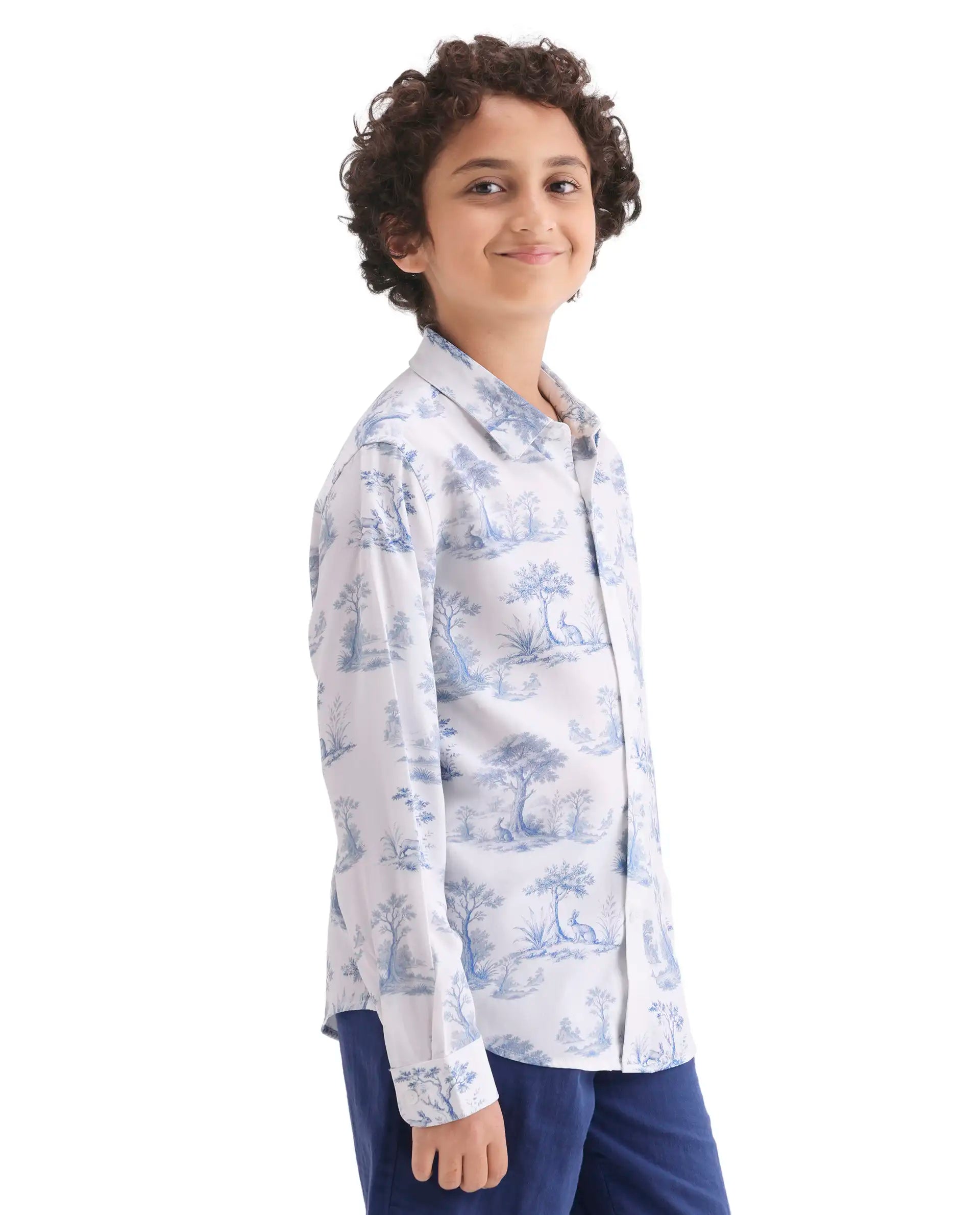 Rare Ones Boys Blue Viscose Regular Fit Casual Shirt