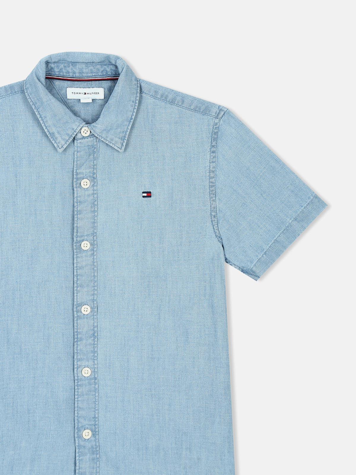 Embroidered Logo Blue Better Cotton Denim Shirt for Boys
