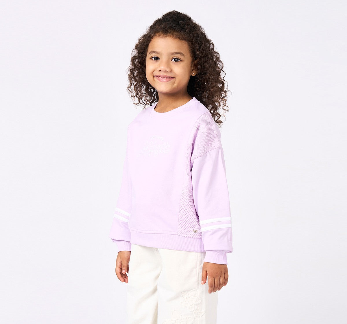 Sweatshirt with Lace and Mech Details Lilac