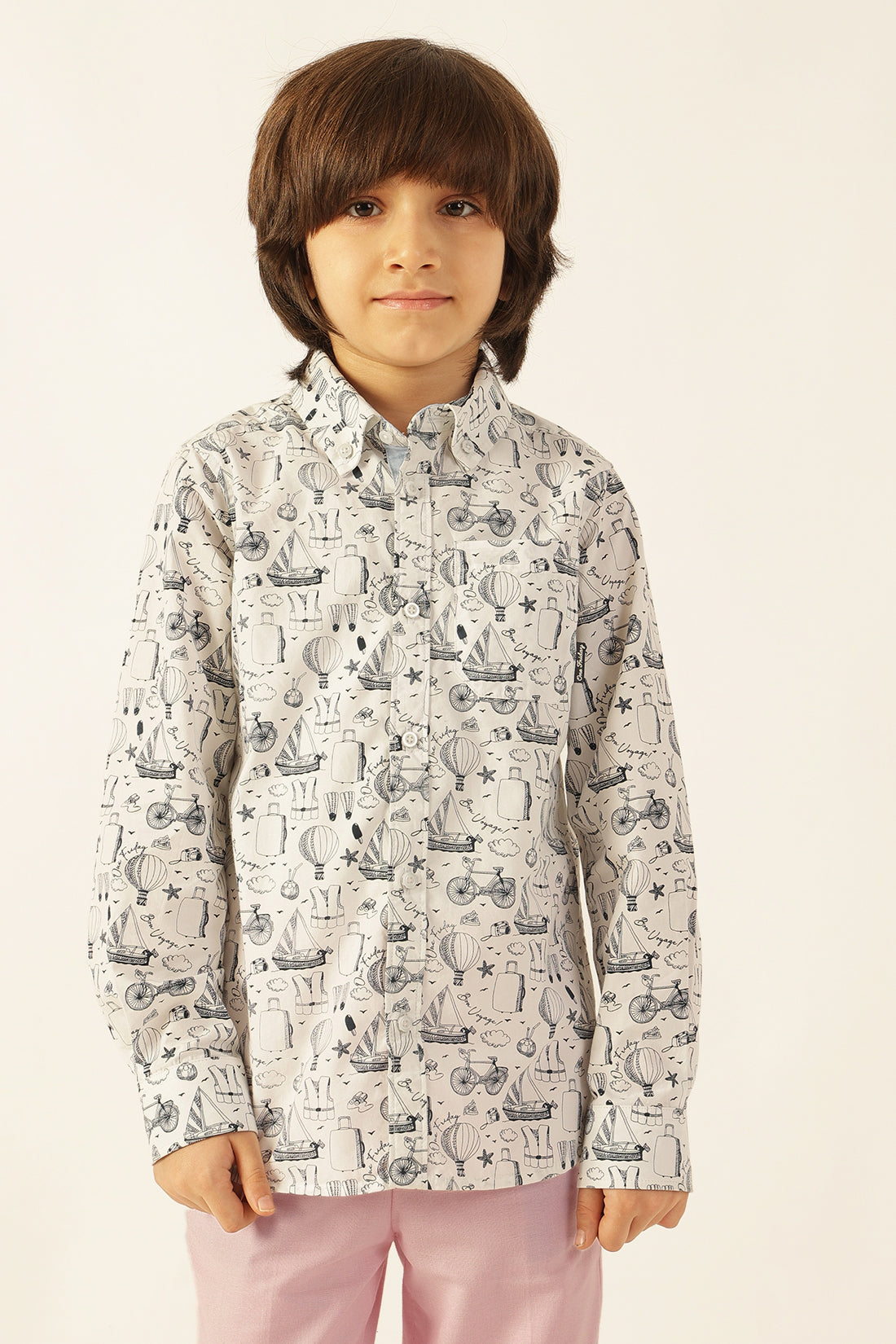 Boys Multi Color Abstract Cotton Shirt