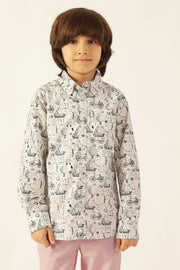 Boys Multi Color Abstract Cotton Shirt