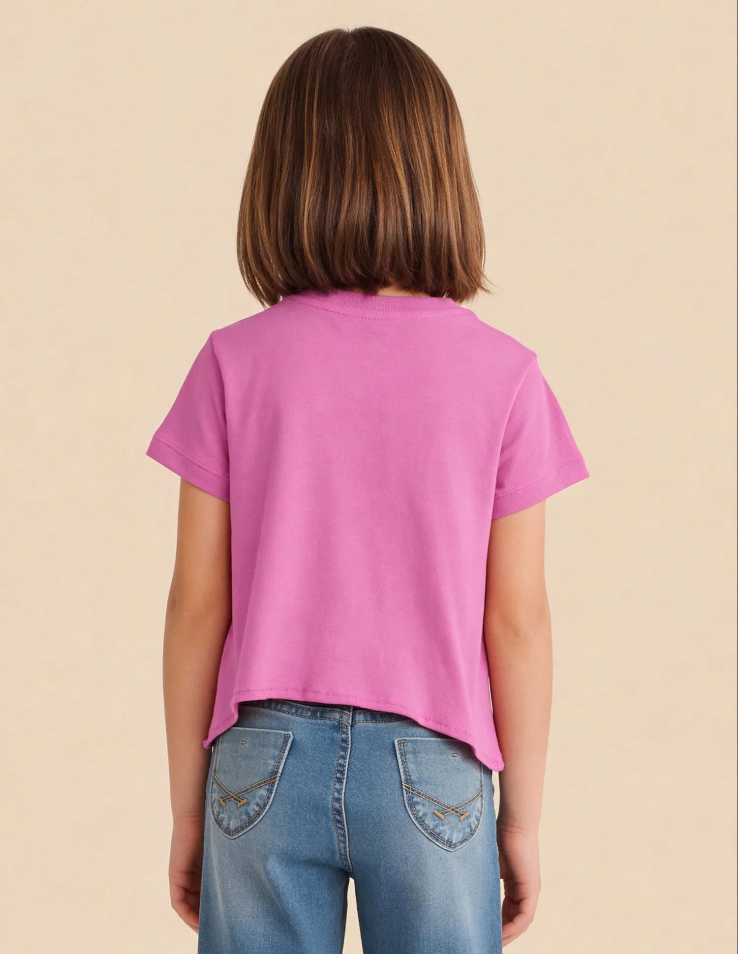 Girls Pink Cotton Floral Crochet Knotted Top
