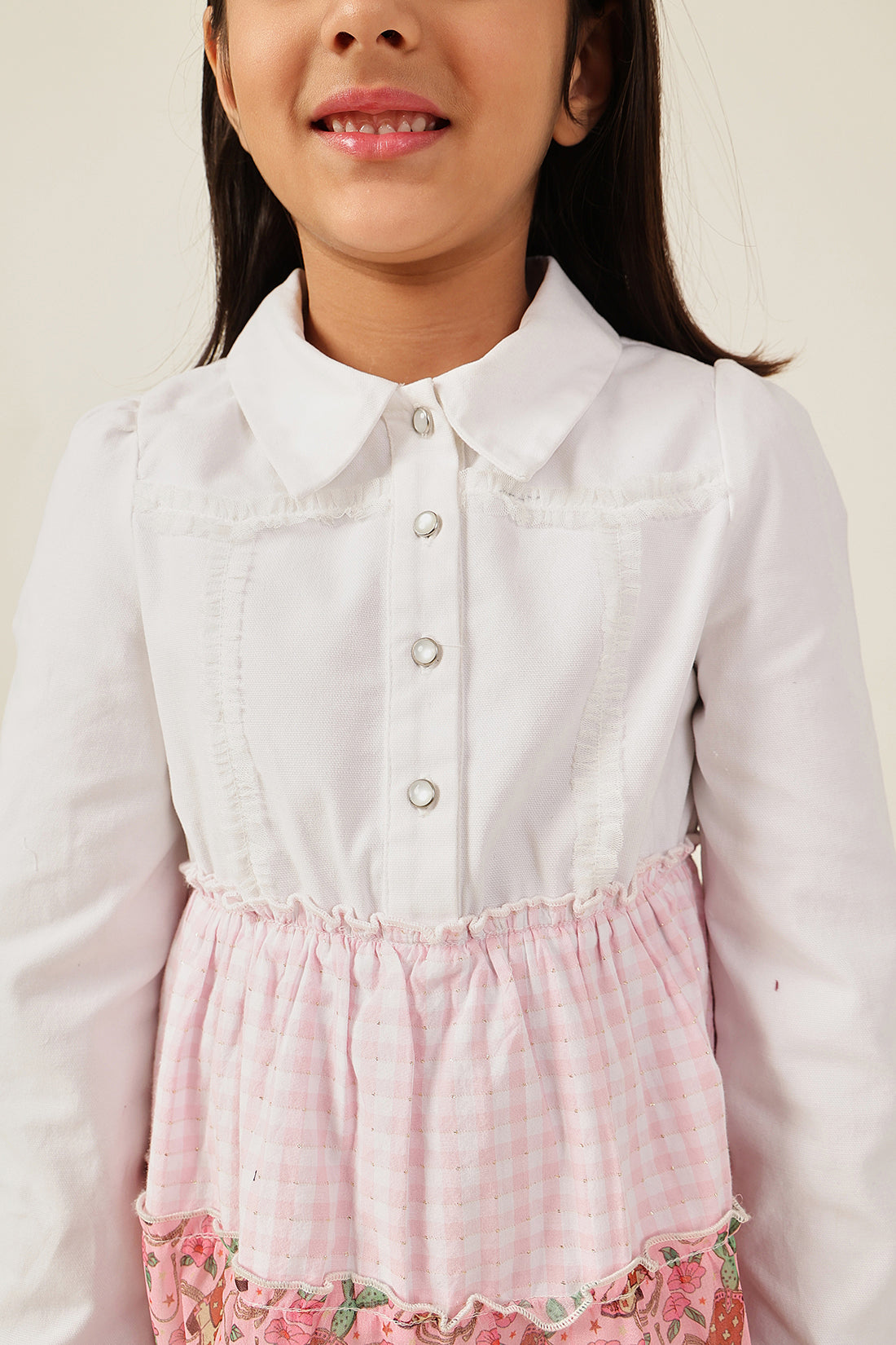 Girls Multi Color Printed Drill Cotton Dress