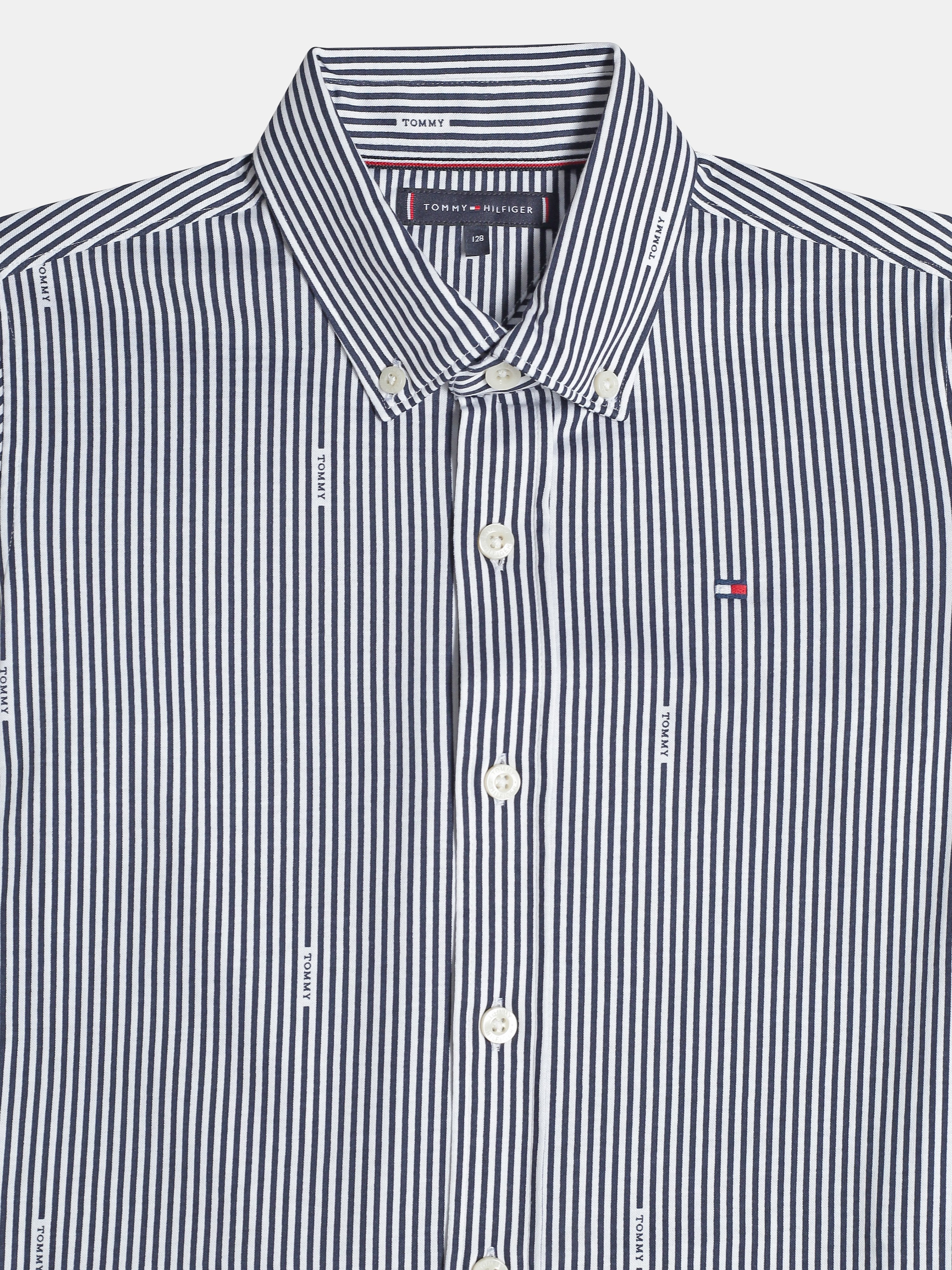 Girls Blue Striped Cotton Woven Top