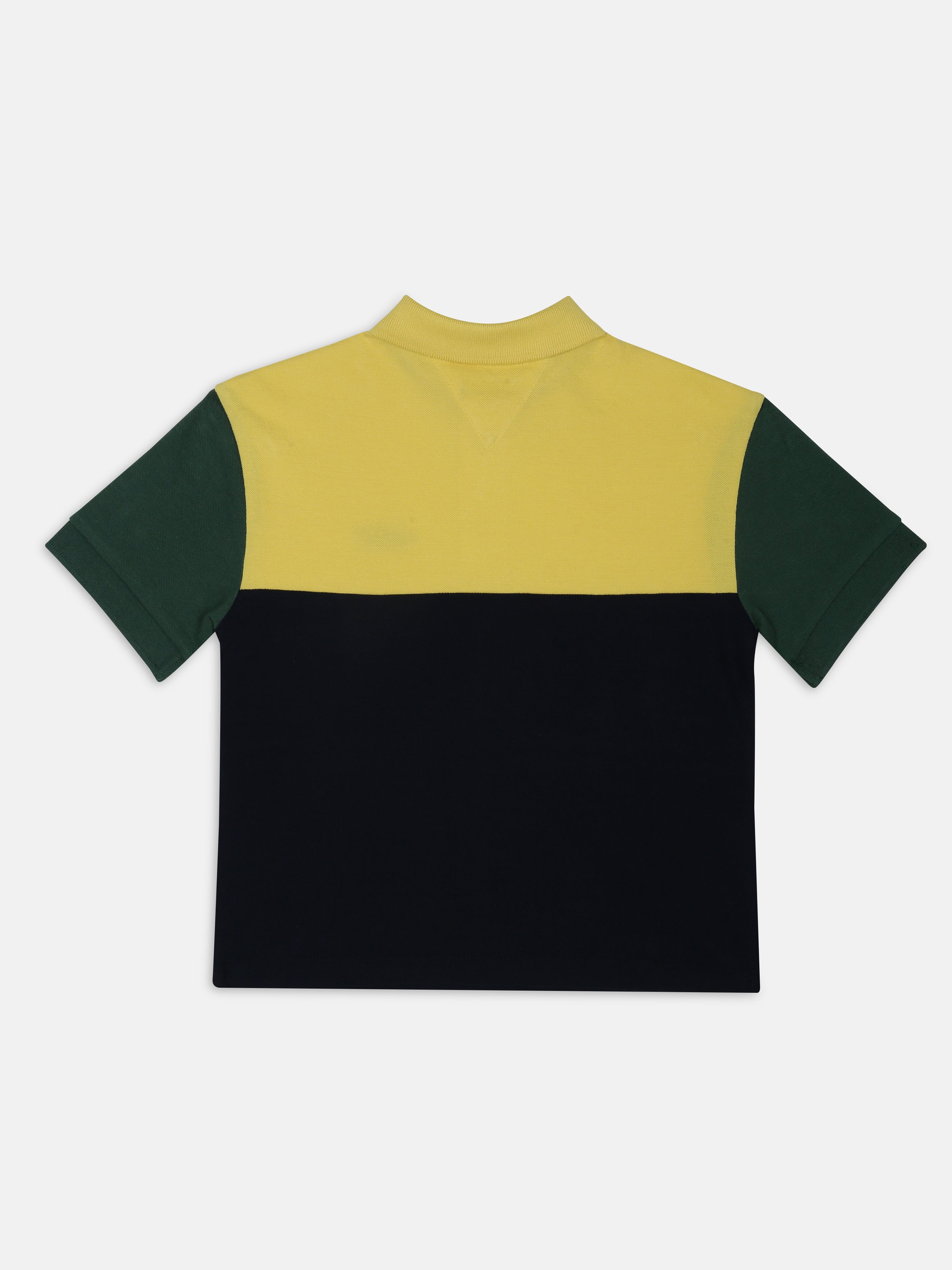 Girls Yellow Colorblock Regenerative Cotton Polo Knit Top