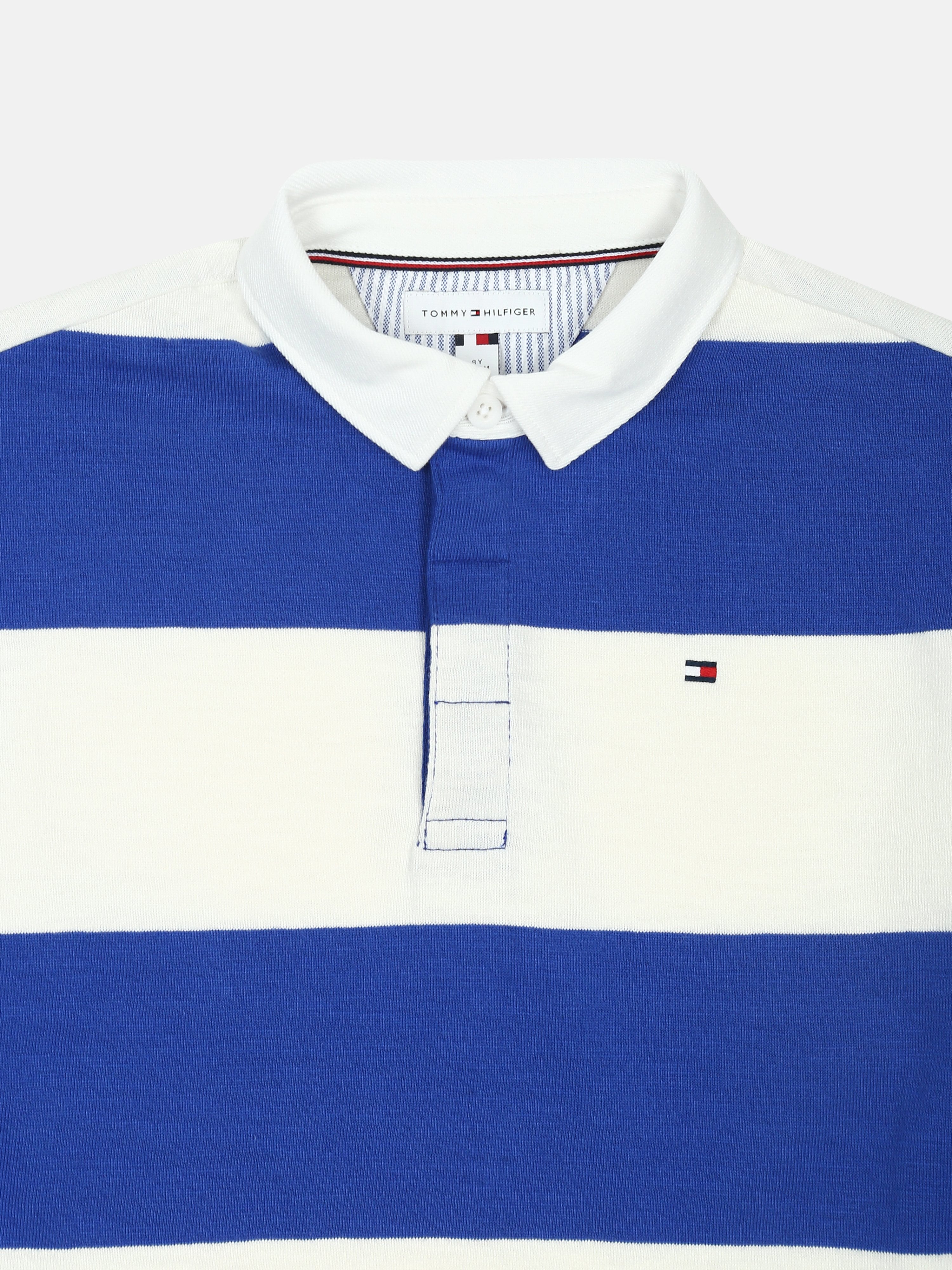 Striped Blue Regenerative Cotton Polo T-Shirt for Boys