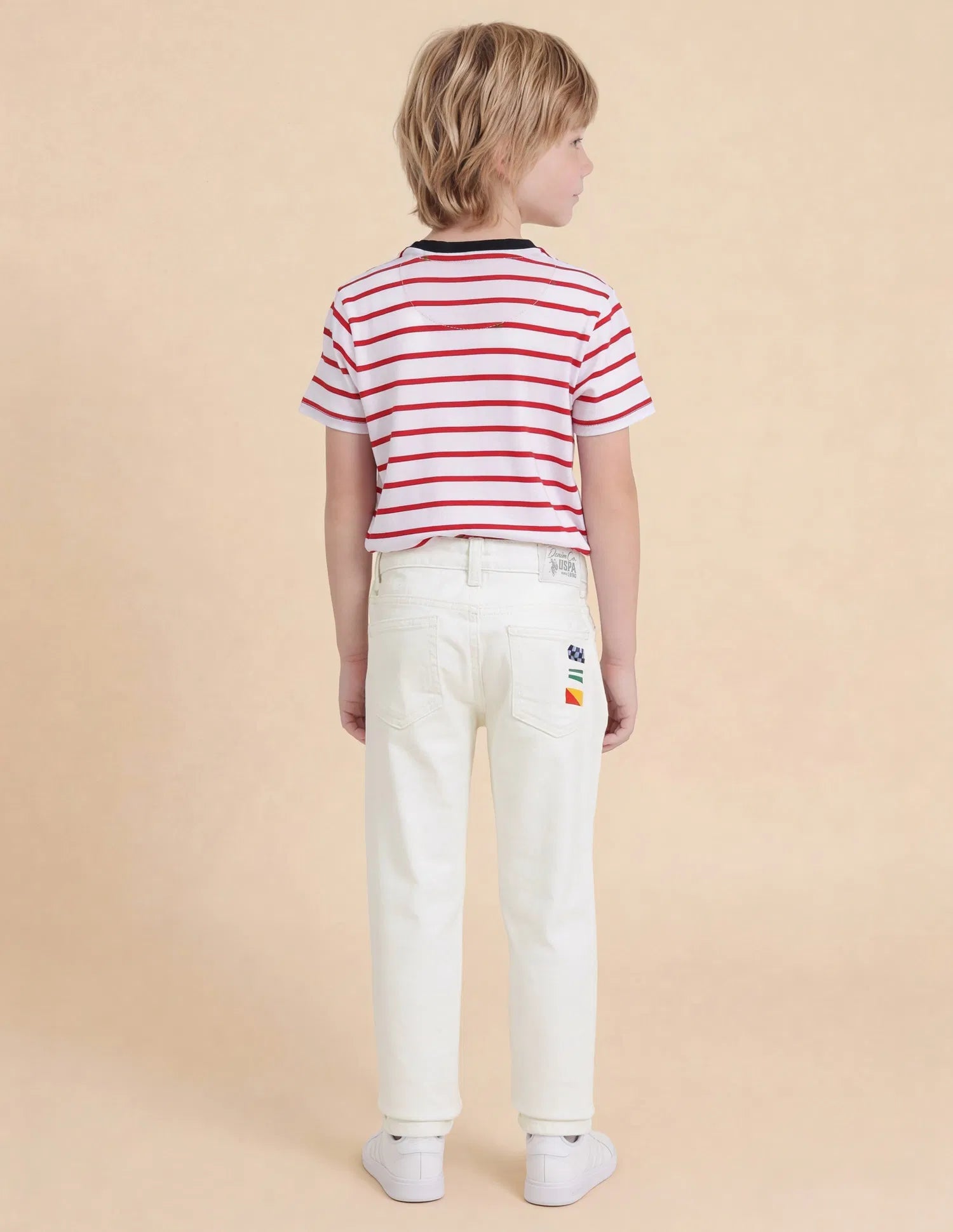 Boys White Cotton Mid Rise Relaxed Fit Jeans