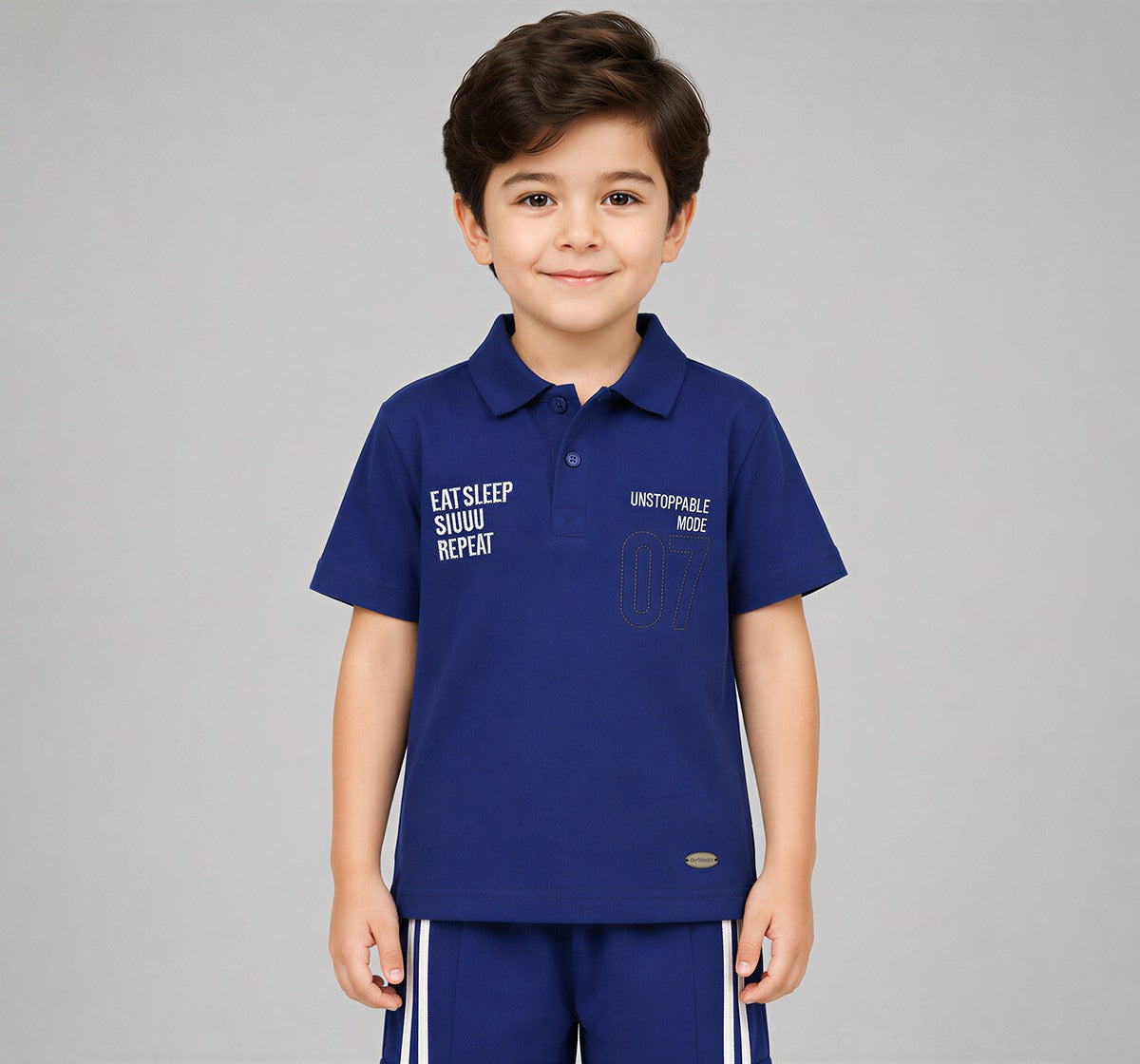 Polo Neck T- Shirt W/ Embroidery Blue