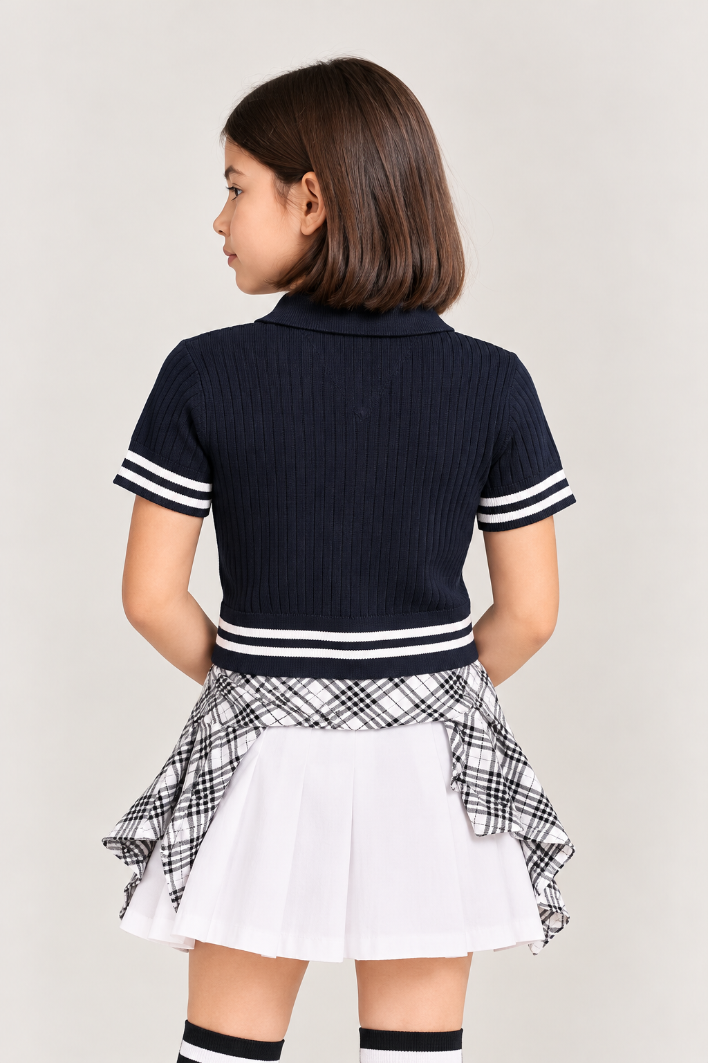 Girls Solid Regular Fit Cotton Polo T-Shirt Dark Night Navy