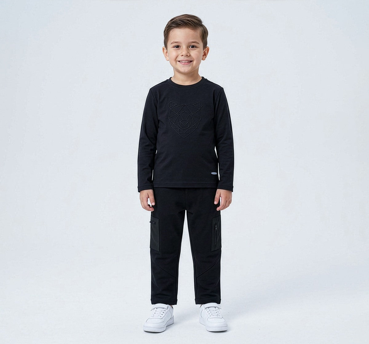 Full Sleeves T-Shirt Withembroidery Detail Black