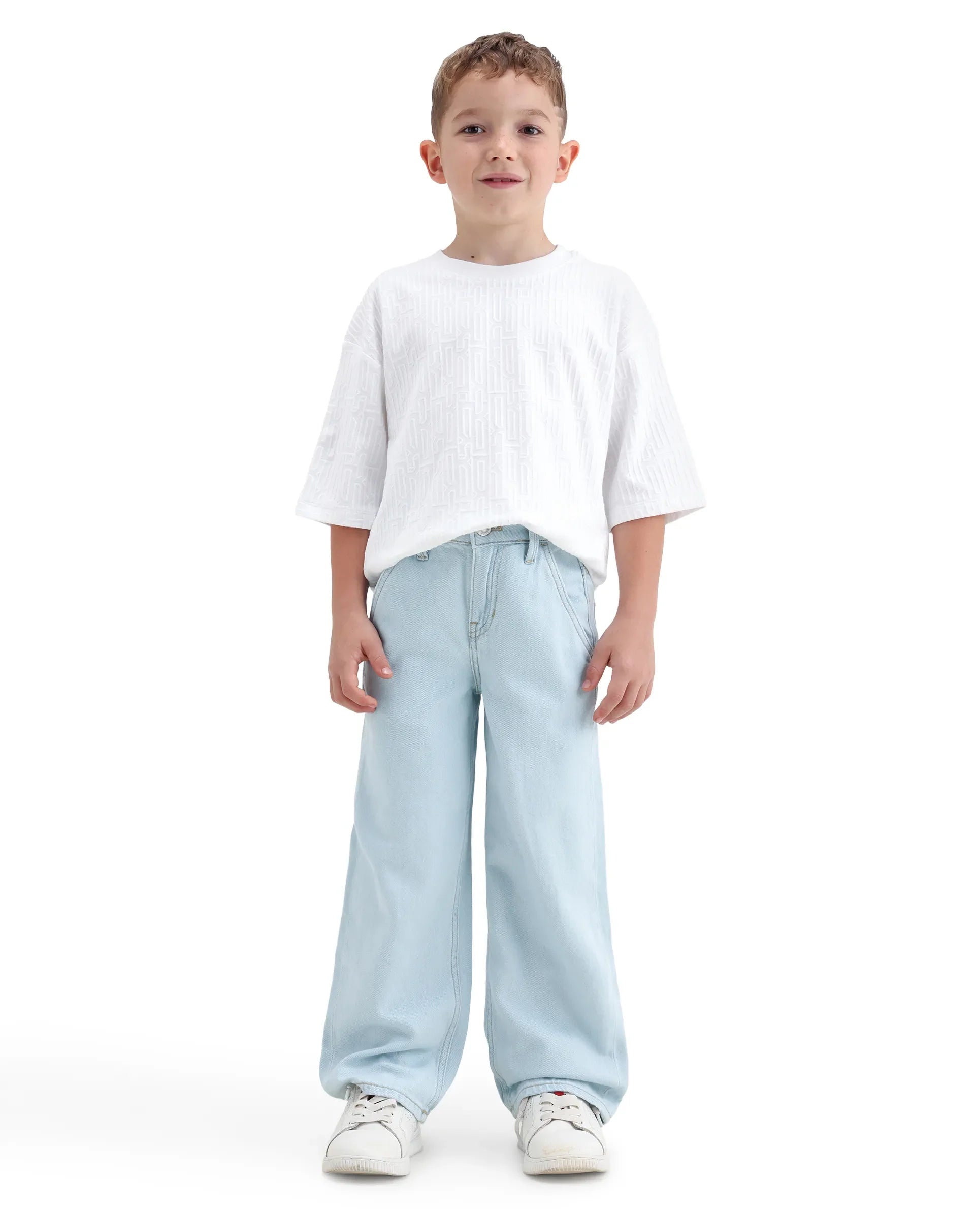 Boys Light Blue Slouchy Fit Shank Button Jeans