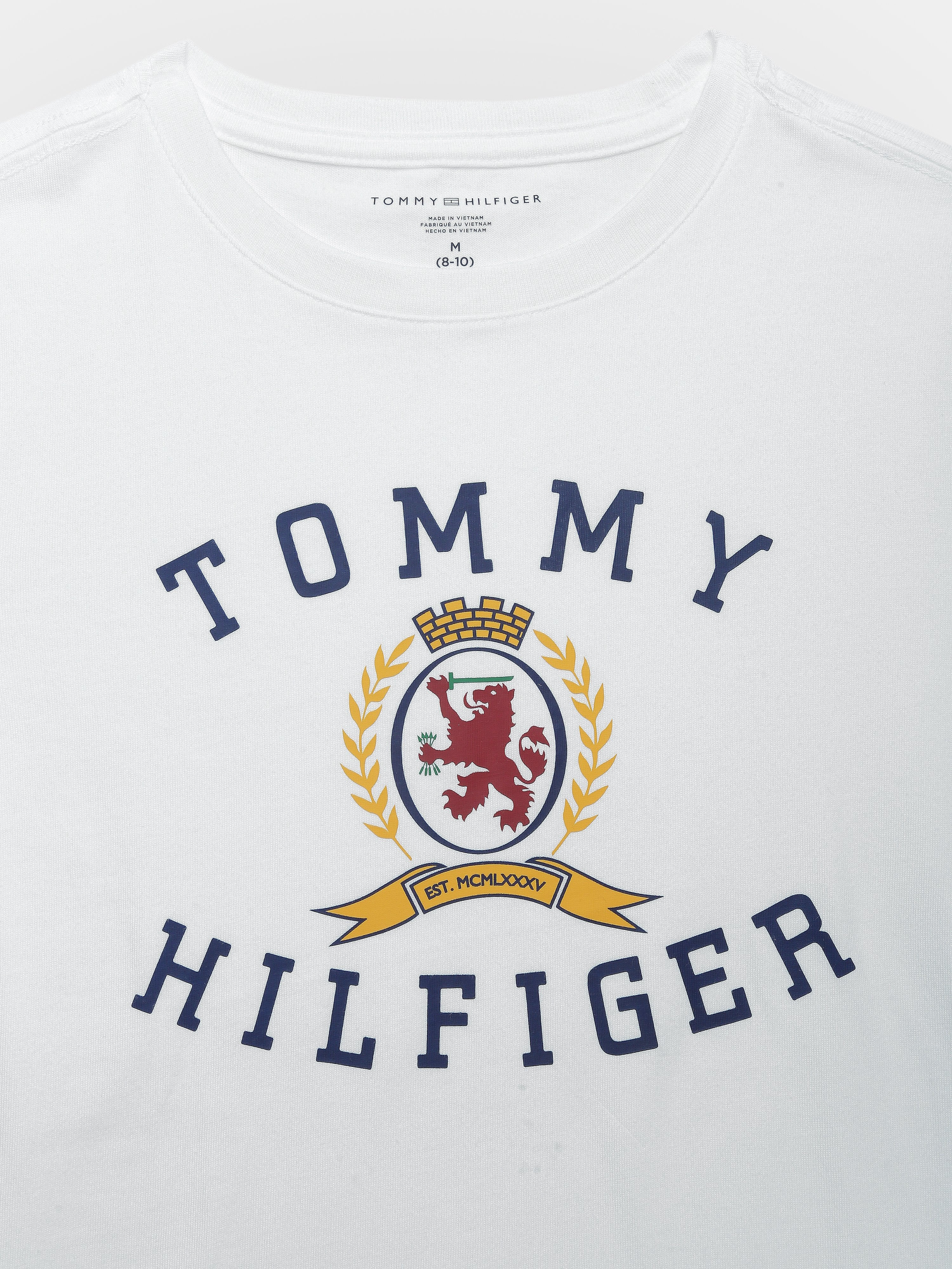 Boys White Colorblock Cotton T-Shirt