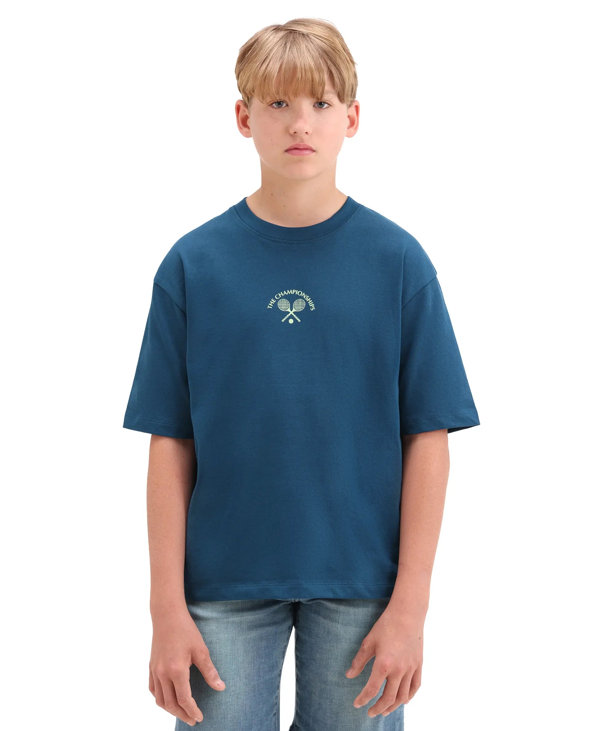 Boys Dark Teal Oversized HD Print T-Shirt