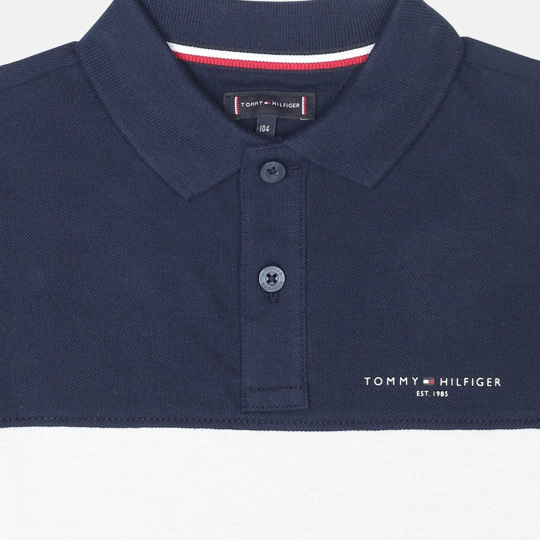 Boys Dark Night Navy Colorblock Cotton Polo T-Shirt