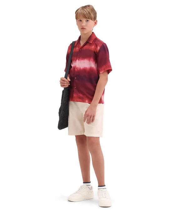 Rare Ones Boys Red Viscose Blend Boxy Fit Shirt