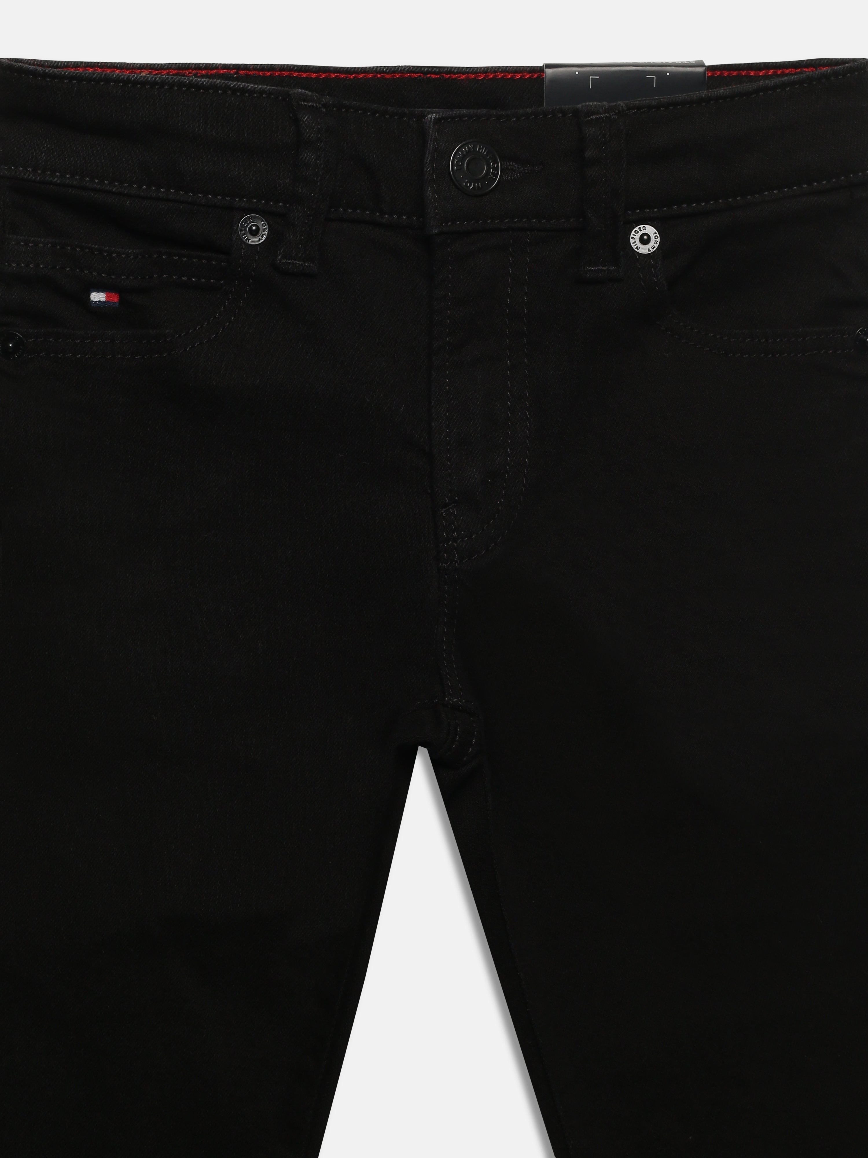 Girls Black Stretch Denim Casual Pants with Straight Fit
