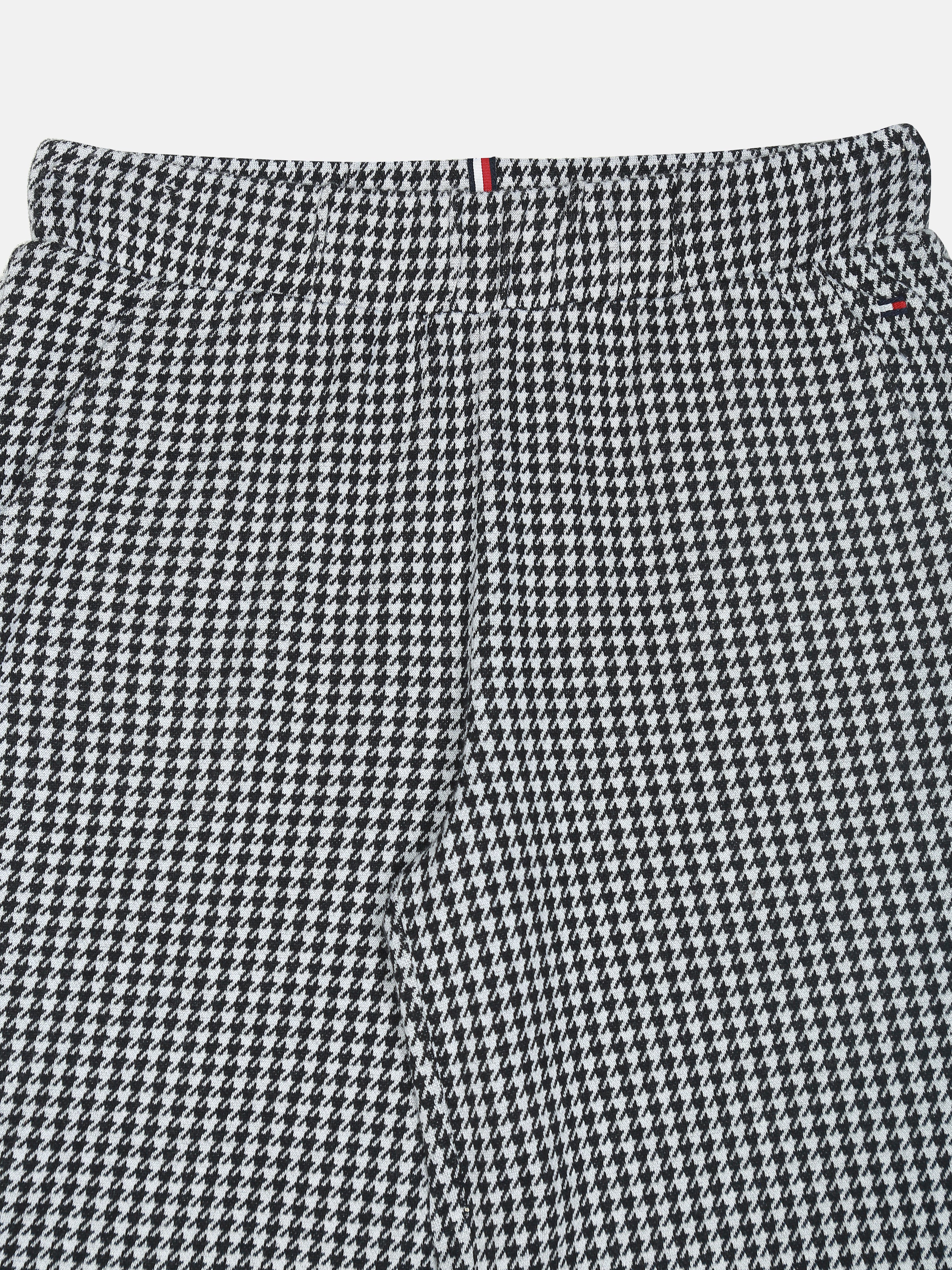 Girls Black Checked Cotton Casual Elasticated Bottom