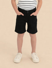 Boys Black Cotton Solid Shorts Regular Fit