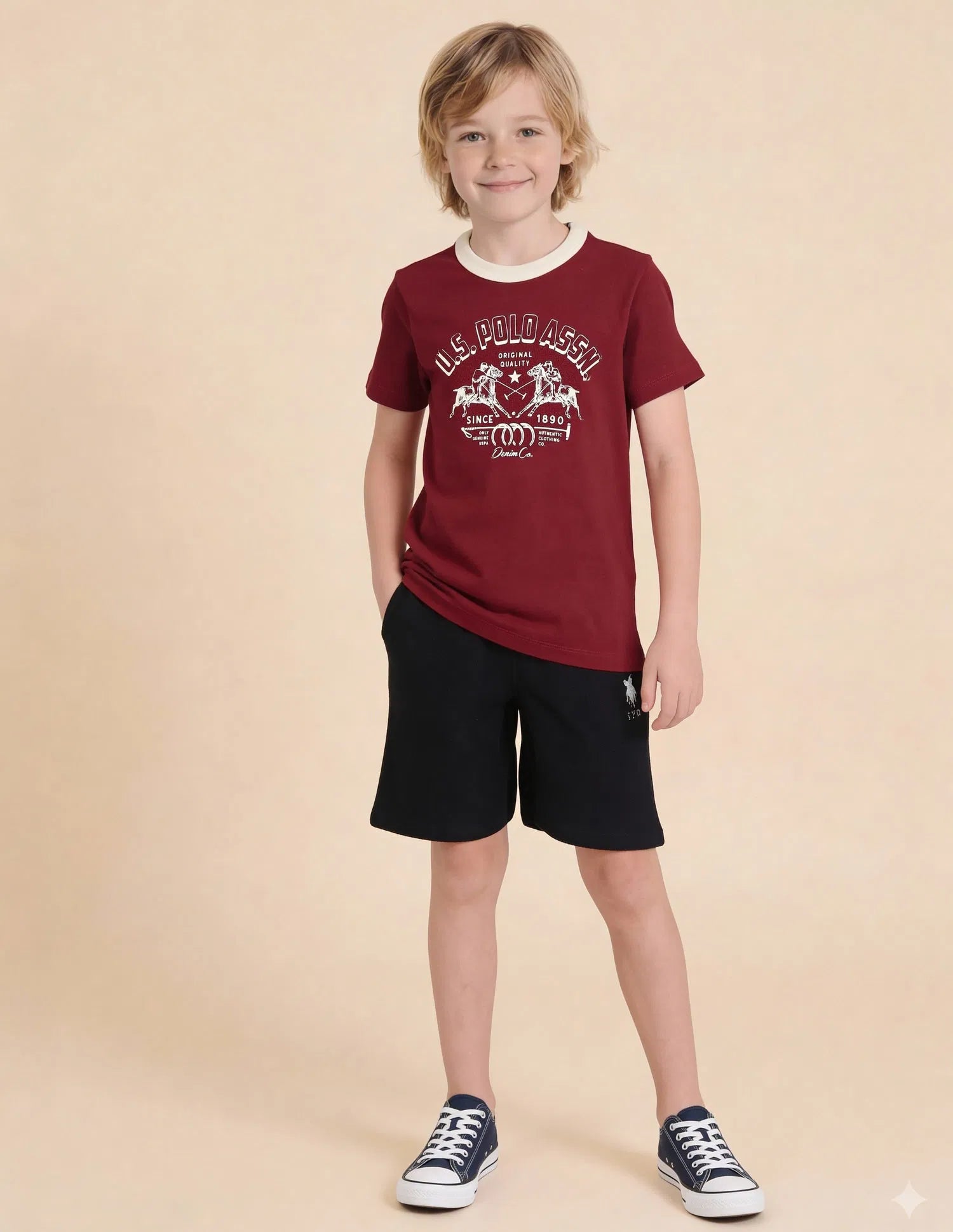 Boys Dark Red Graphic Printed Cotton T-Shirt – Regular Fit
