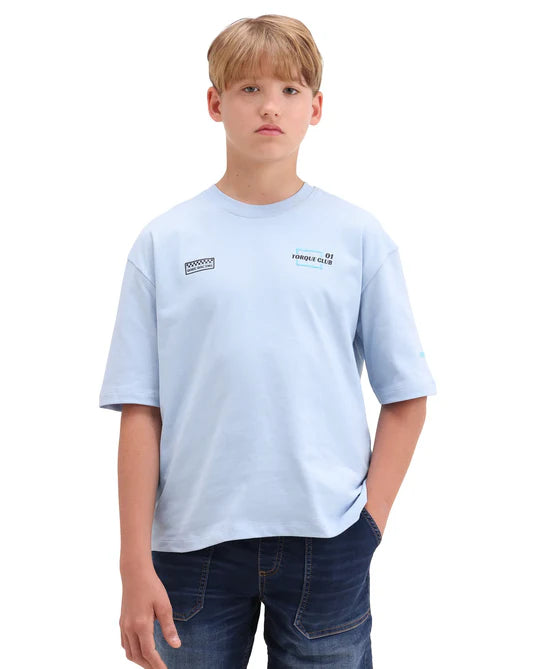 Rare Ones Boys Pastel Blue Puff Print Oversized T-Shirt