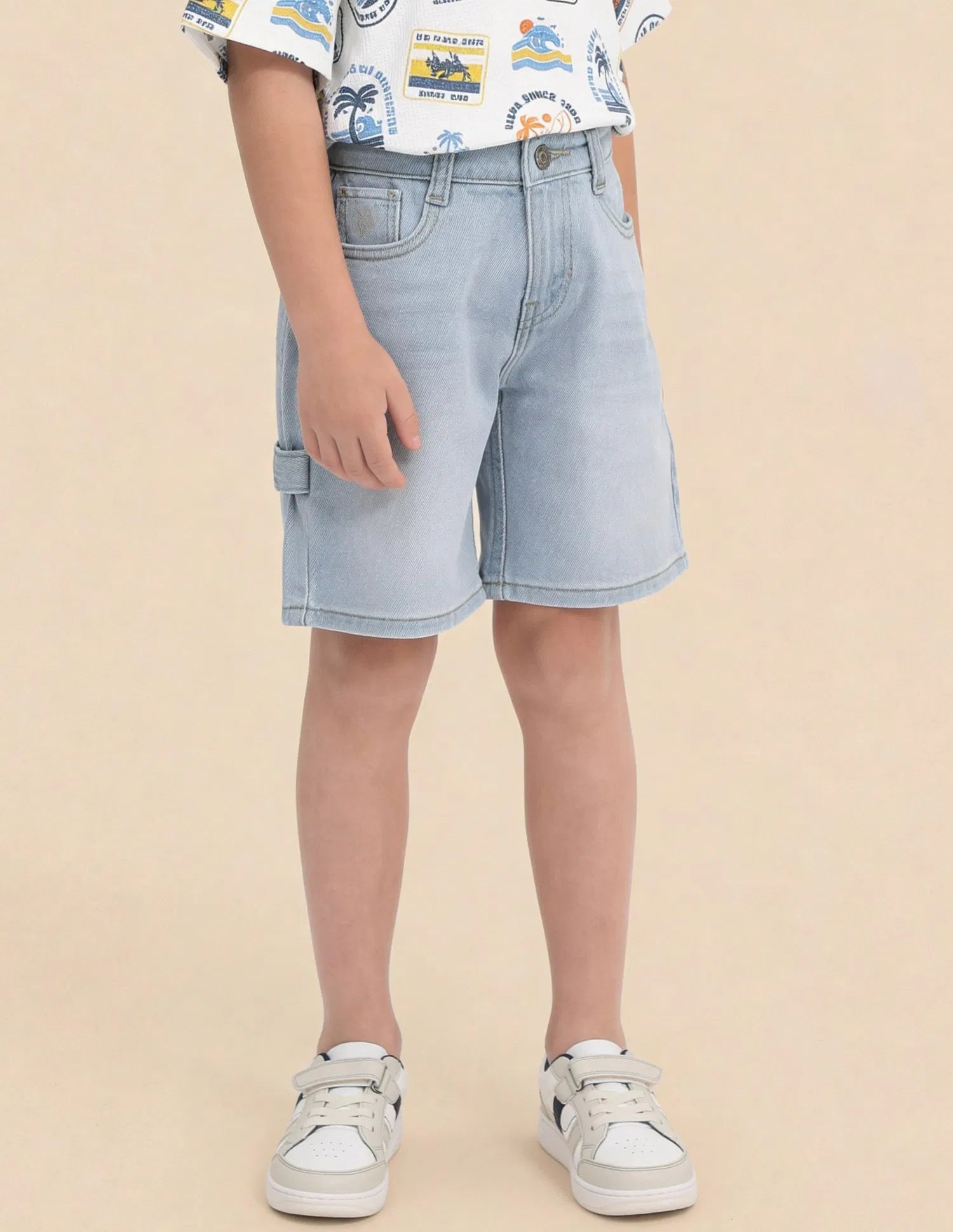 Boys Light Blue Denim Shorts Regular Fit
