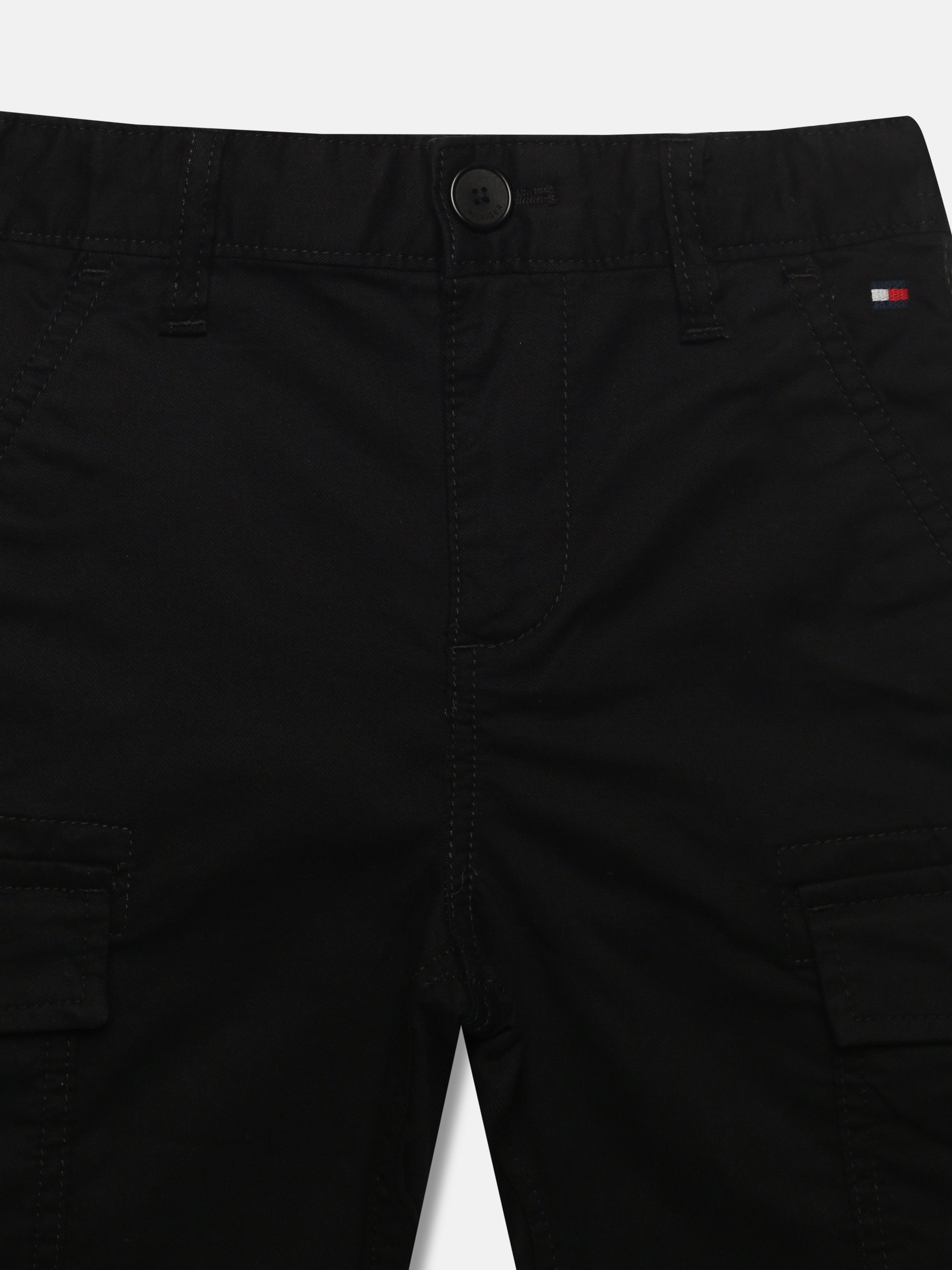 Boys Black Relaxed Fit Mid Rise Shorts