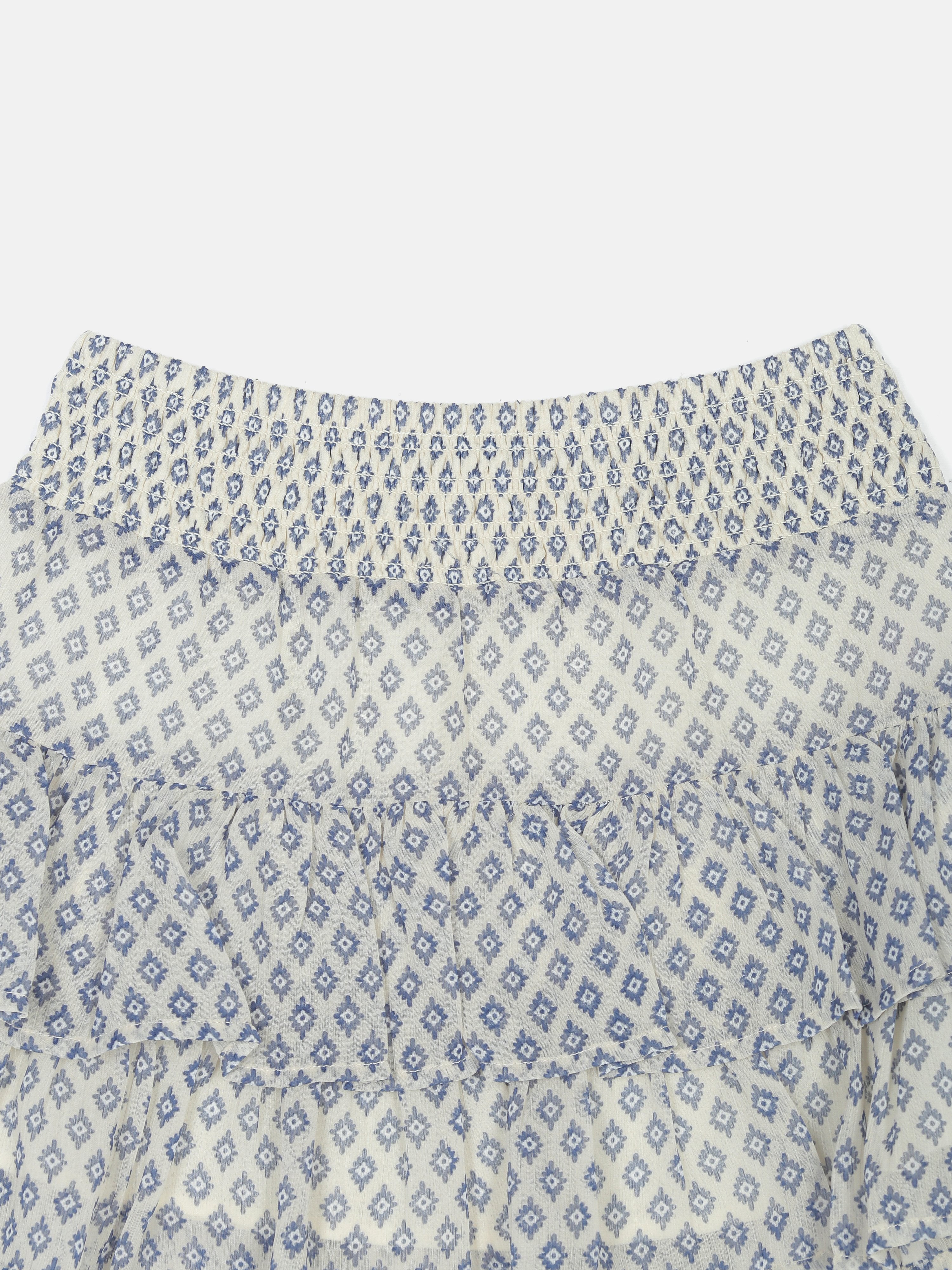 Girls White Printed Recycled Polyester Casual Bottom