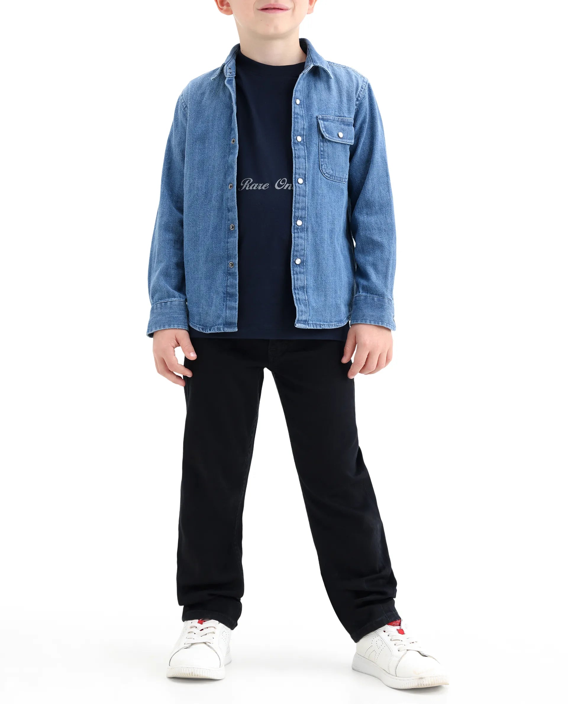 Rare Ones Boys Clif Black Regular Fit Cotton Blend Jeans