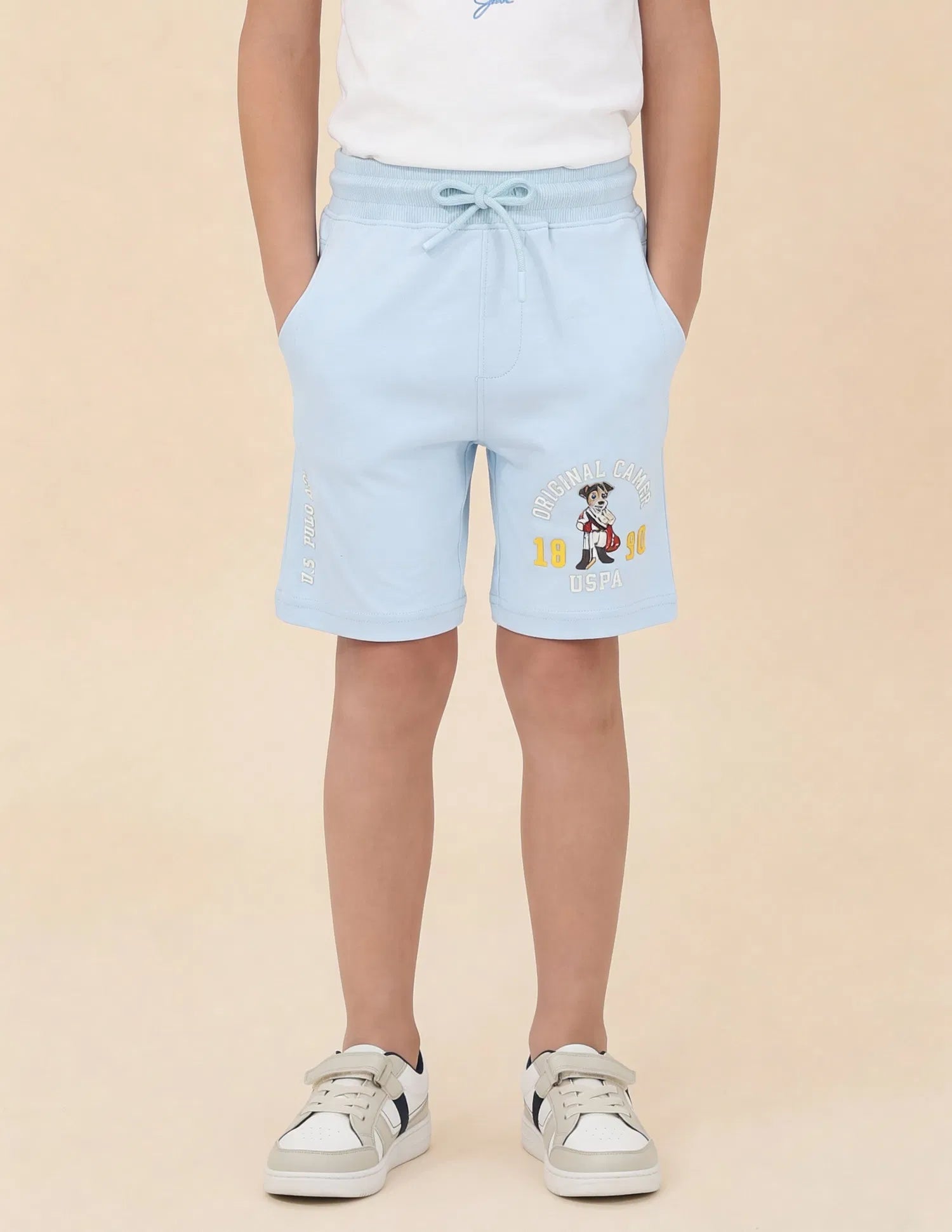 Boys Orange Vertical Stripe Cotton Blend Shorts Regular Fit