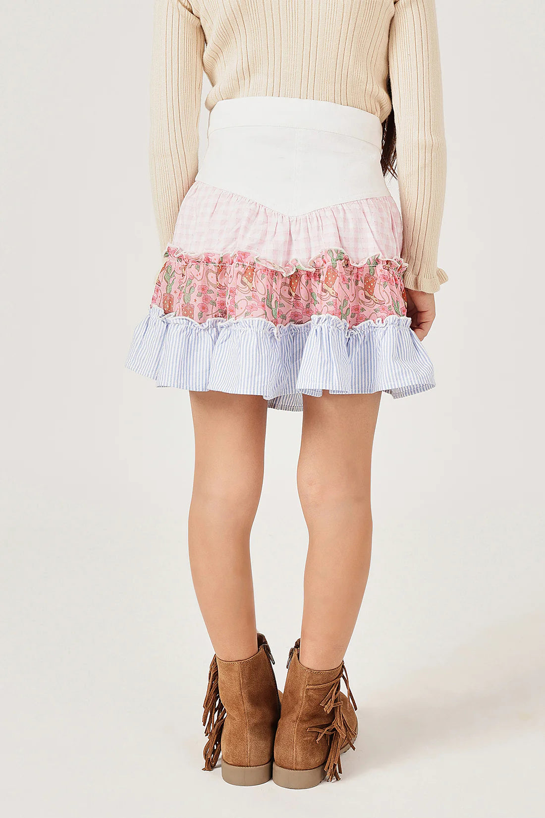 Girls Multi Color Cotton Drill Skirt