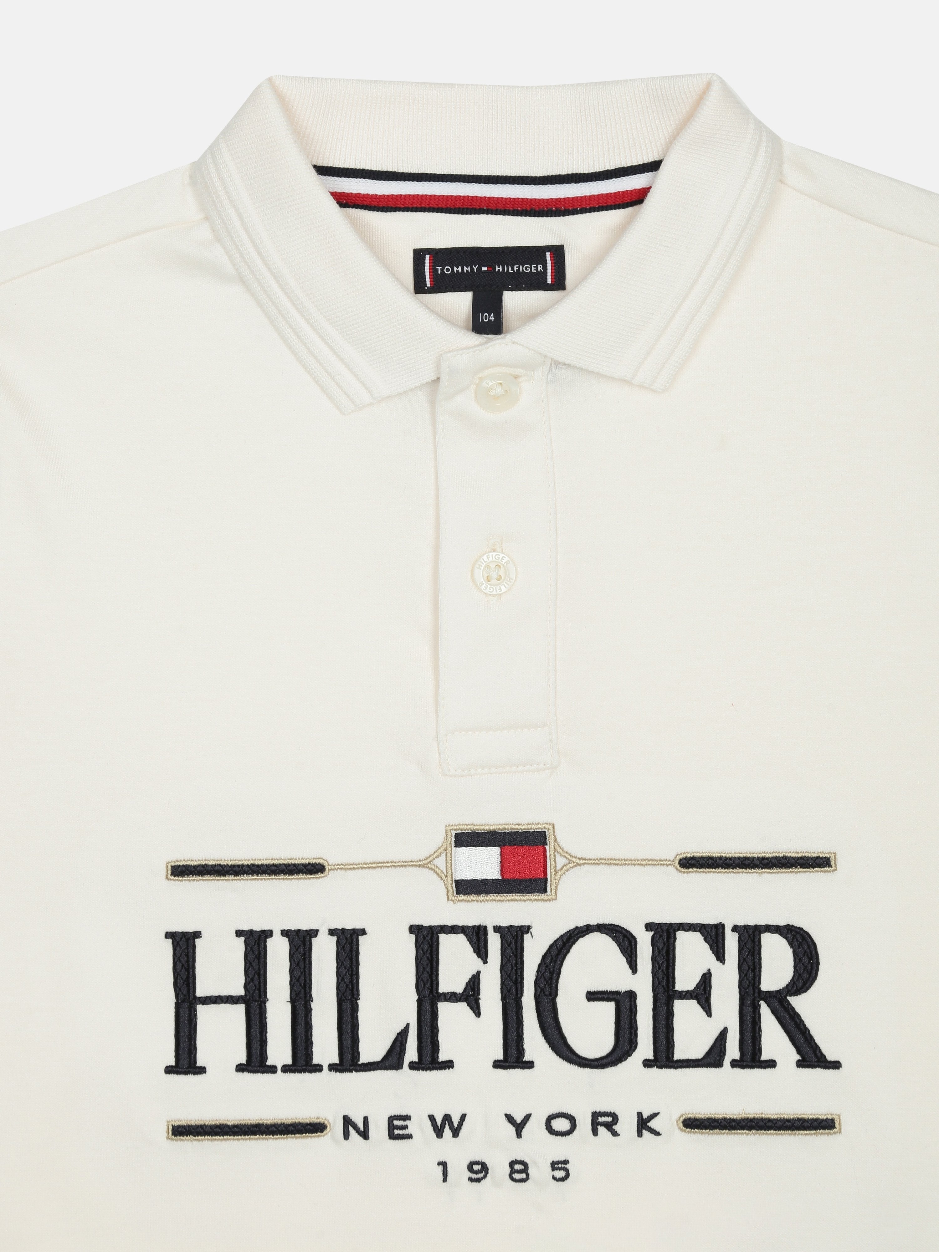 Boys White Signature Logo Polo T-Shirt