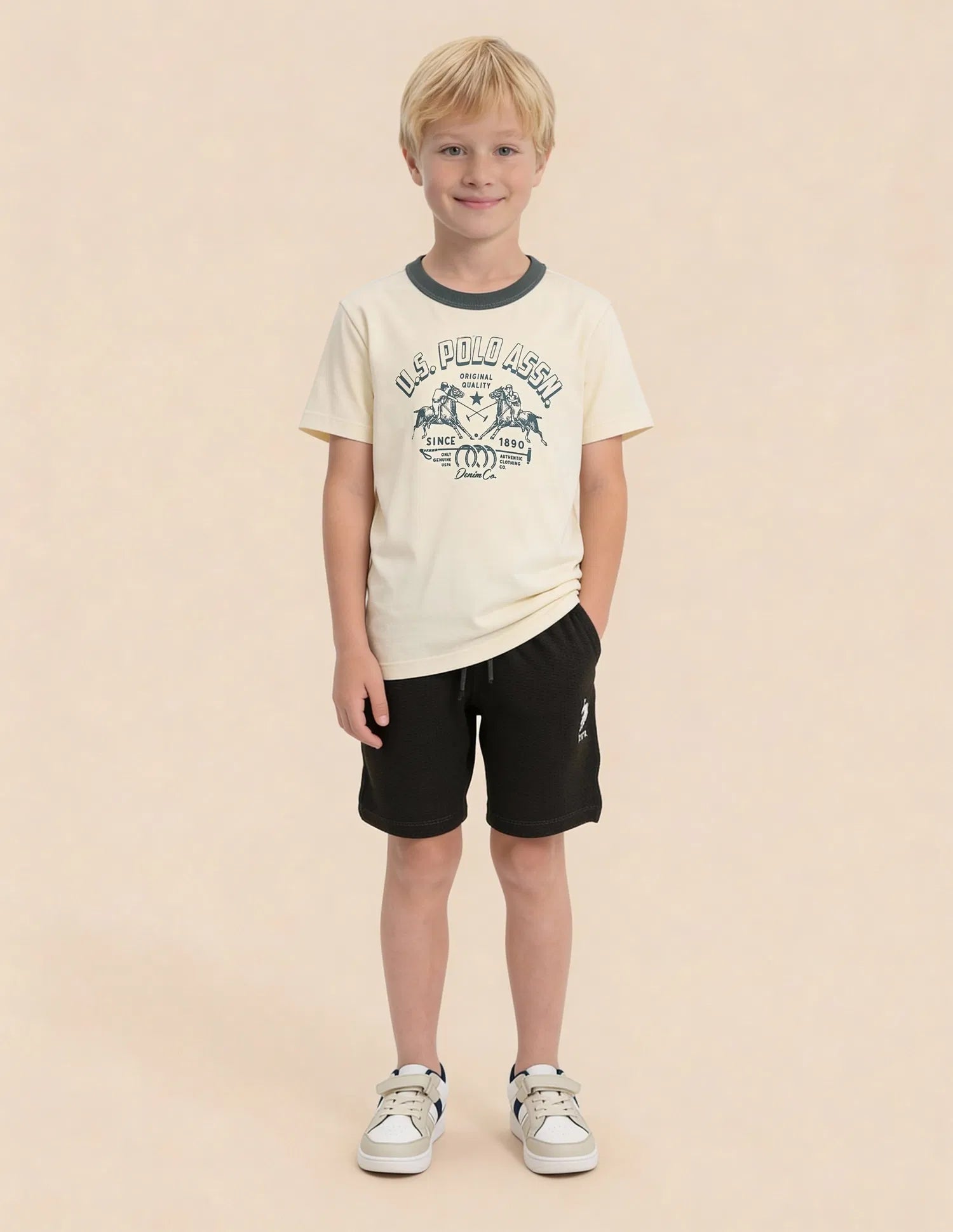 Boys Off White Graphic Printed Cotton T-Shirt – Regular Fit